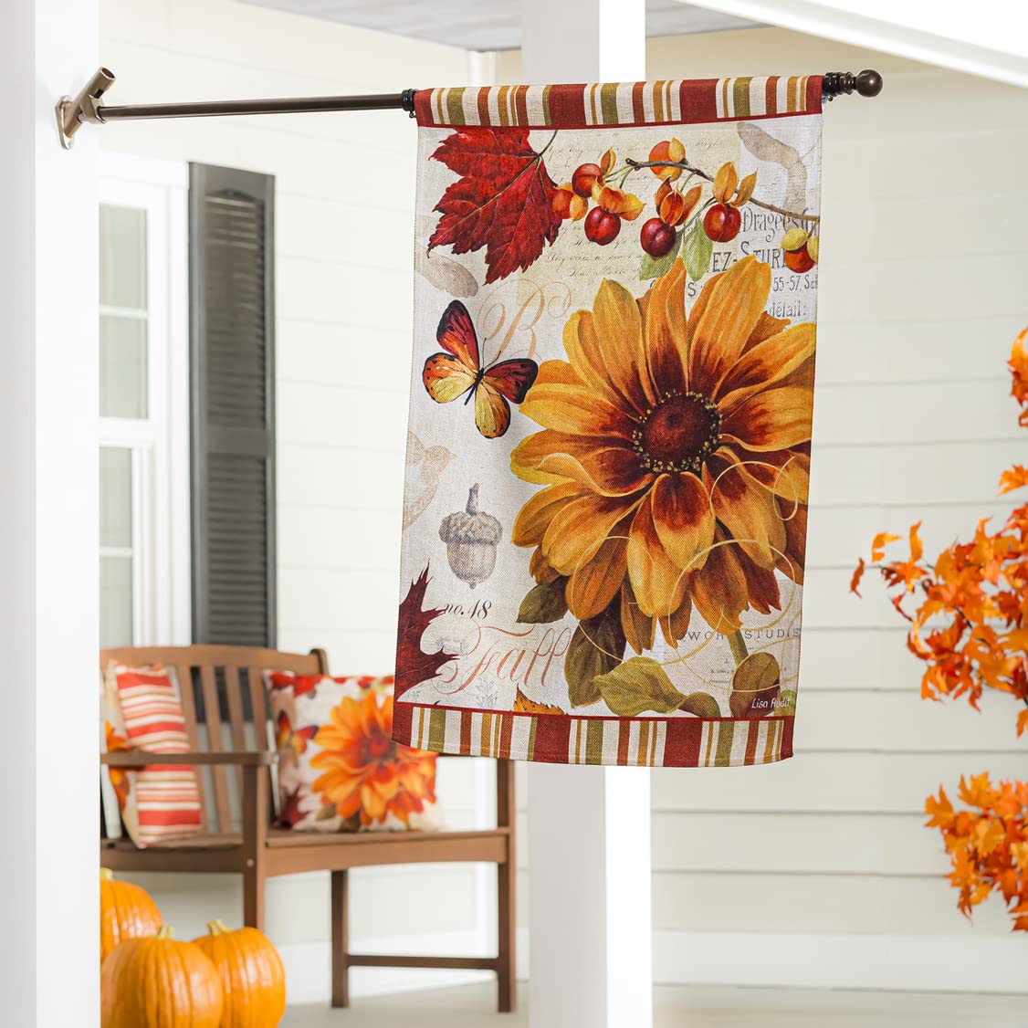 Evergreen Fall in Love House Flag - Textured Suede Outdoor Decoration for Porch, Garden & Seasonal Home Decor