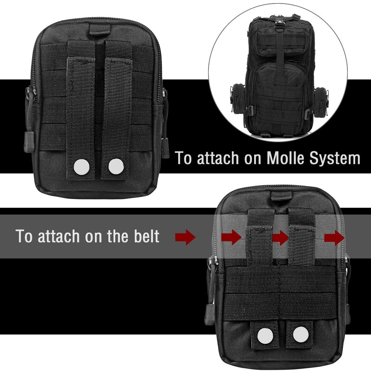 Tactical MOLLE Pouch - Compact Waist Bag for Men with Phone Holder - Outdoor, EDC, Utility Gear for Hiking, Camping & Travel