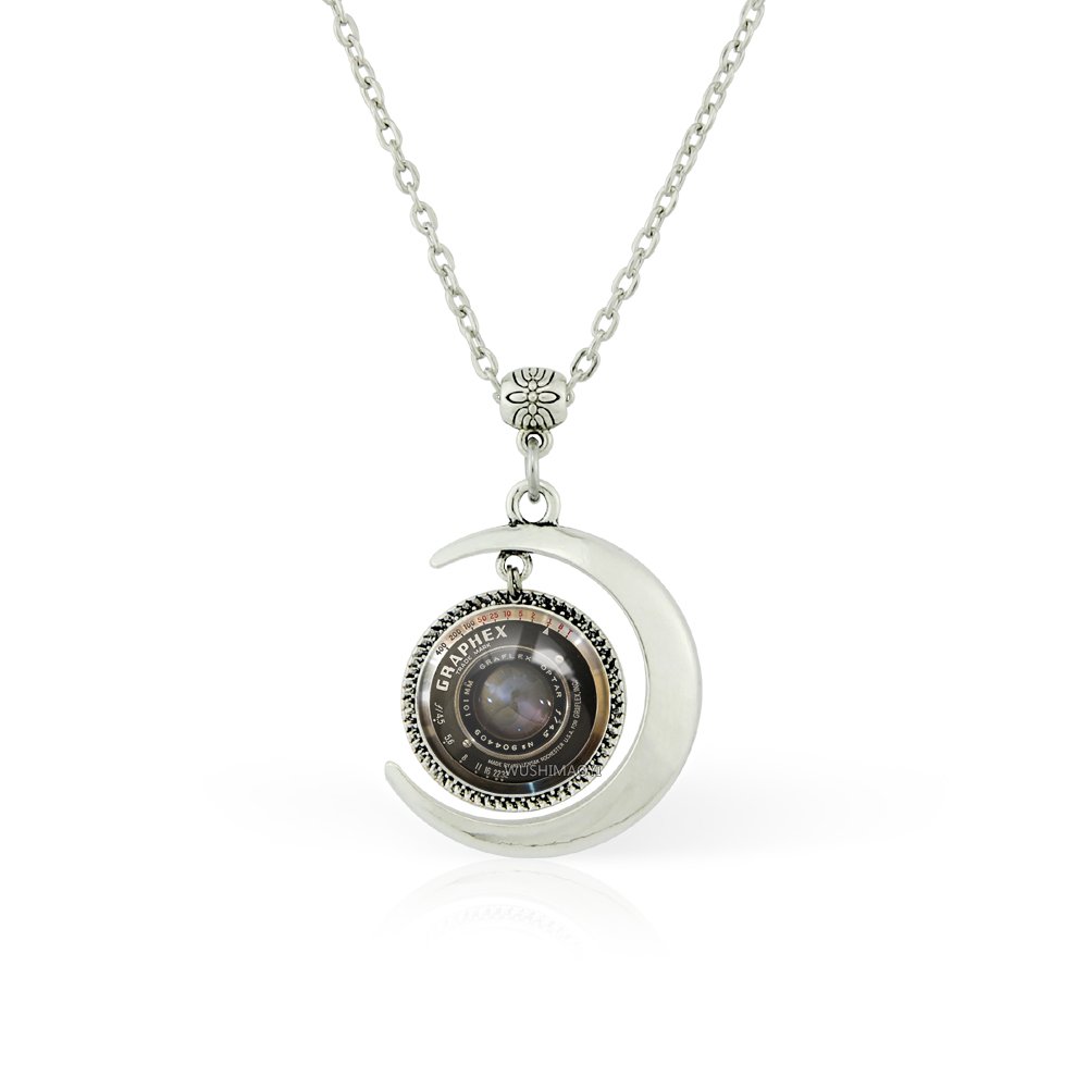 Vintage Camera Lens Pendant Necklace - Moon Pendant Jewelry with Grahpex Design for Photography Lovers | Perfect Gift for Photographers & Vintage Style Enthusiasts