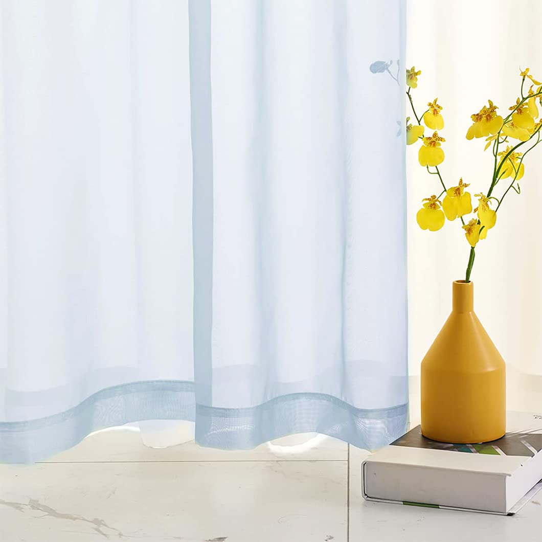 Baby Blue Sheer Voile Curtains 84 Inches Long - Light Filtering Window Drapes for Bedroom, Living Room & Kids Room - Rod Pocket Design (52x84 Inches, Set of 2 Panels) - Perfect for Soft Lighting & Privacy in Nurseries, Teen Rooms & Cozy Spaces