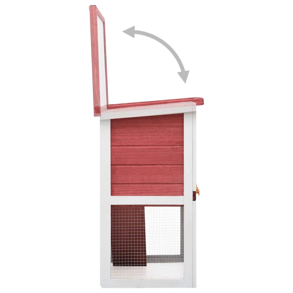 2-Tier Rabbit Hutch with Pull-Out Tray & Ramp - Outdoor Wooden Chicken Coop for Bunnies, Hens, Guinea Pigs - Small Animal Cage 35.4