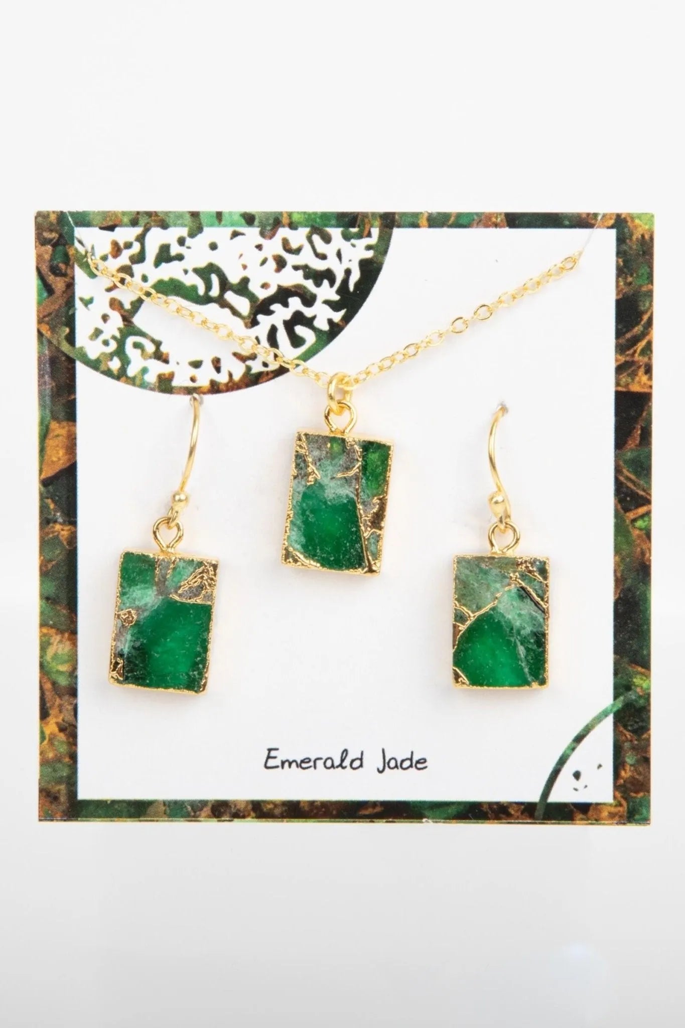 Square Gemstone Mini Stud Earrings and Pendant Necklace Set - Elegant Jewelry for Women, Gift for Her, Perfect for Parties & Special Occasions