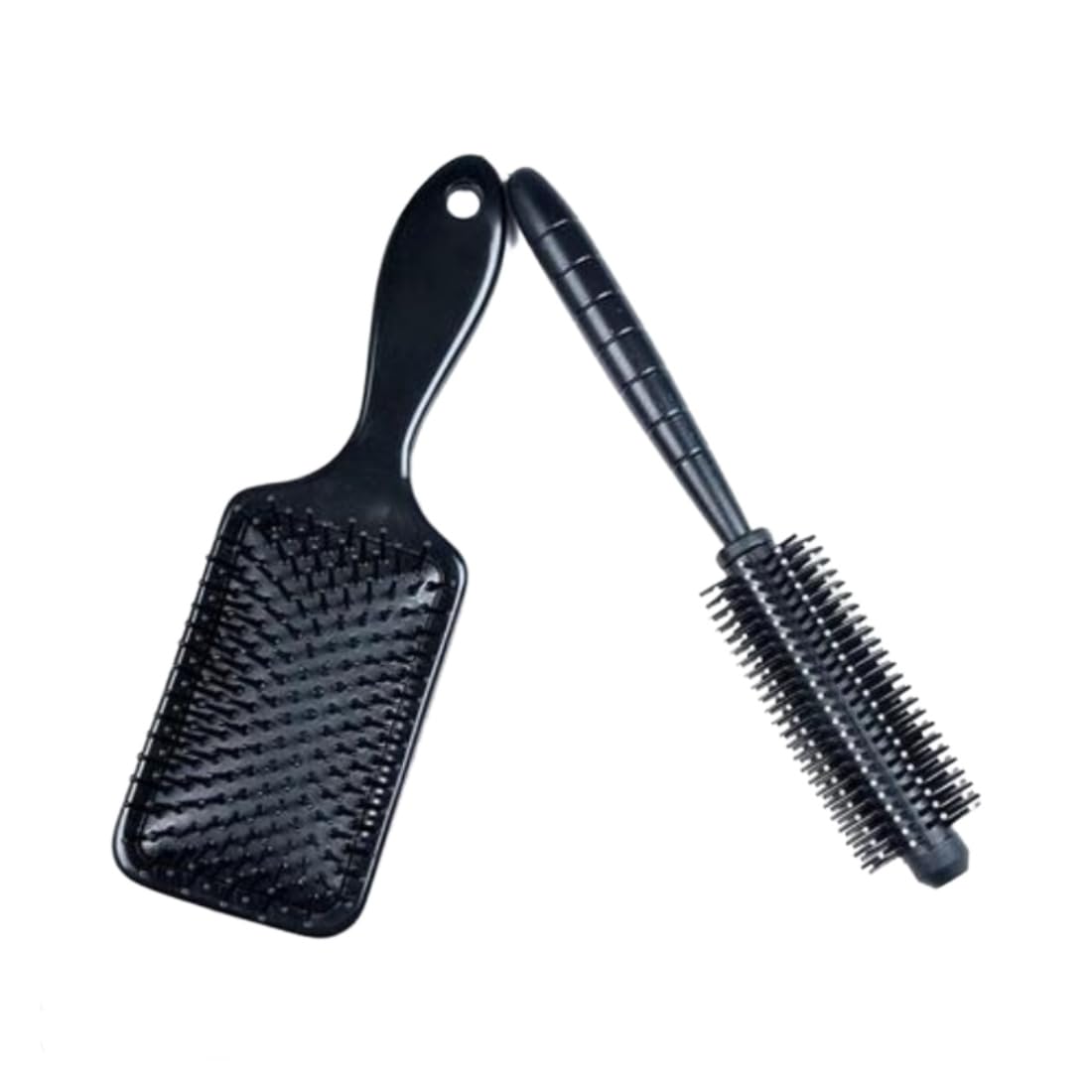 SLUKRL Hair Brush Set for Men & Women - Paddle Brush & Round Brush Combo for Blow Drying, Styling & Detangling (2-Pack) - Perfect for Salon, Home & Travel Use