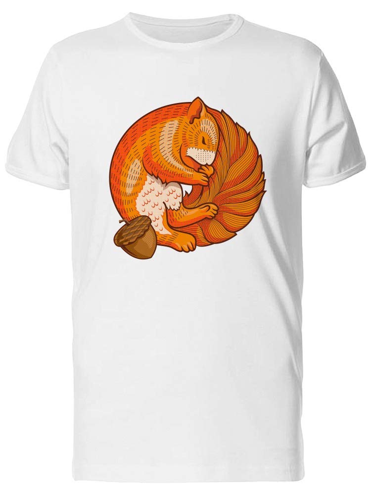 Smartprints Orange Squirrel Graphic Sleep T-Shirt for Men - Soft Cotton Comfort Tee for Lounging, Relaxing & Casual Wear