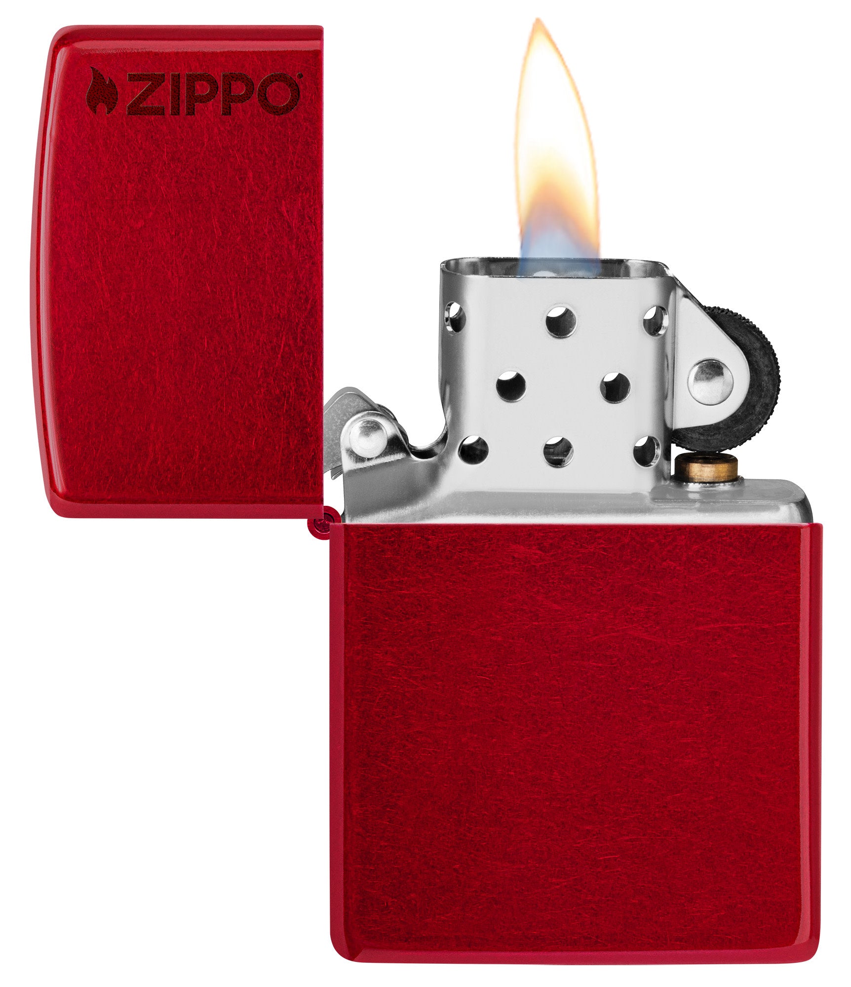 Classic Candy Apple Red Zippo Lighter with Logo - Windproof Refillable Metal Lighter for Camping, Outdoor Adventures & Everyday Carry (EDC)