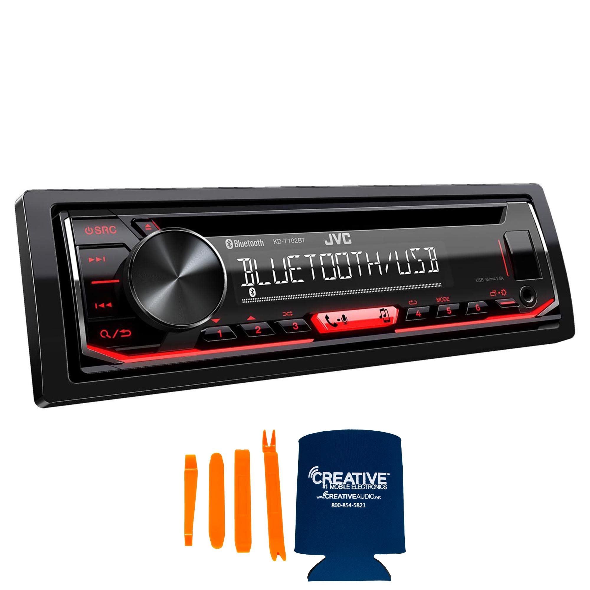 JVC KD-T720BT 1-DIN Bluetooth Car Stereo with CD Player, USB/AUX Input & Wireless Streaming | Alpine S-S65 6.5