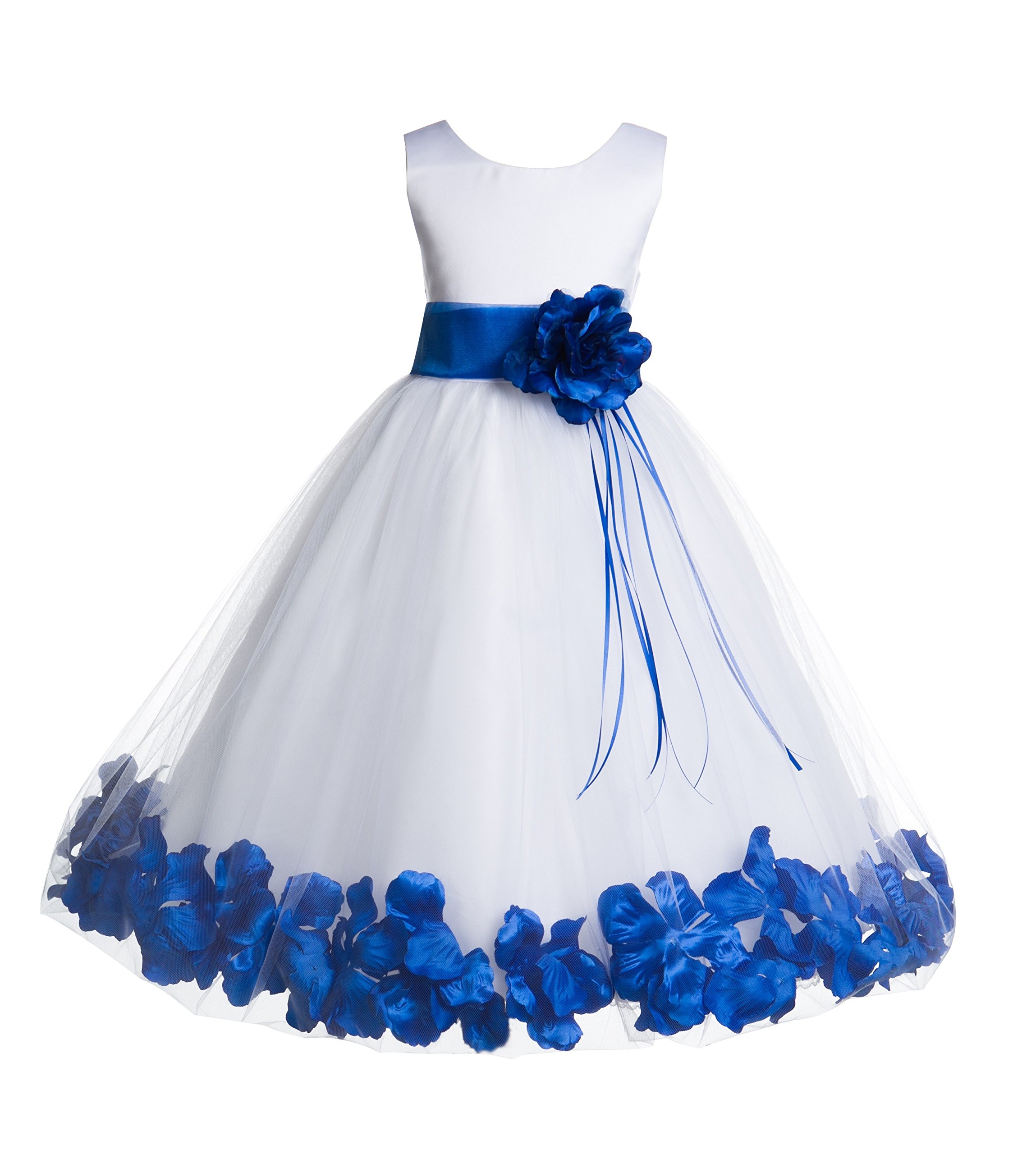 ekidsbridal White Floral Rose Petals Flower Girl Dress - Elegant Pageant & Birthday Party Gown for Junior Girls | Perfect for Weddings, First Communion & Special Occasions