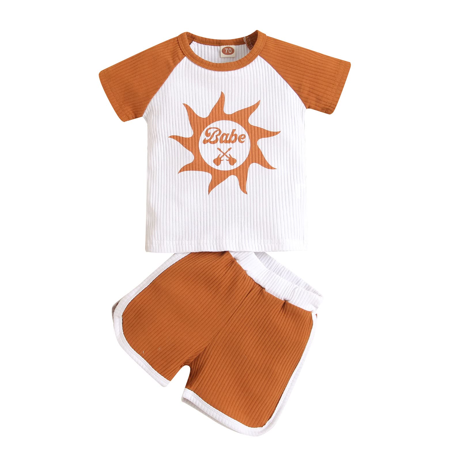 Newborn Baby Boys Girls Summer Outfits - Short Sleeve Ribbed T-Shirt & Shorts Set | Cute Infant Tracksuit for Playtime & Outdoor Activities
