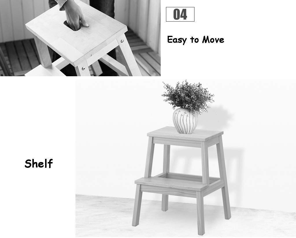 Wooden Step Stool for Home, 2-Step Indoor Climbing Stool with Non-Slip Surface - Foldable Ladder Stool for Kitchen, Bathroom, Kids, and Elderly Safety - Portable Step Stool for Reaching High Shelves and Home Organization