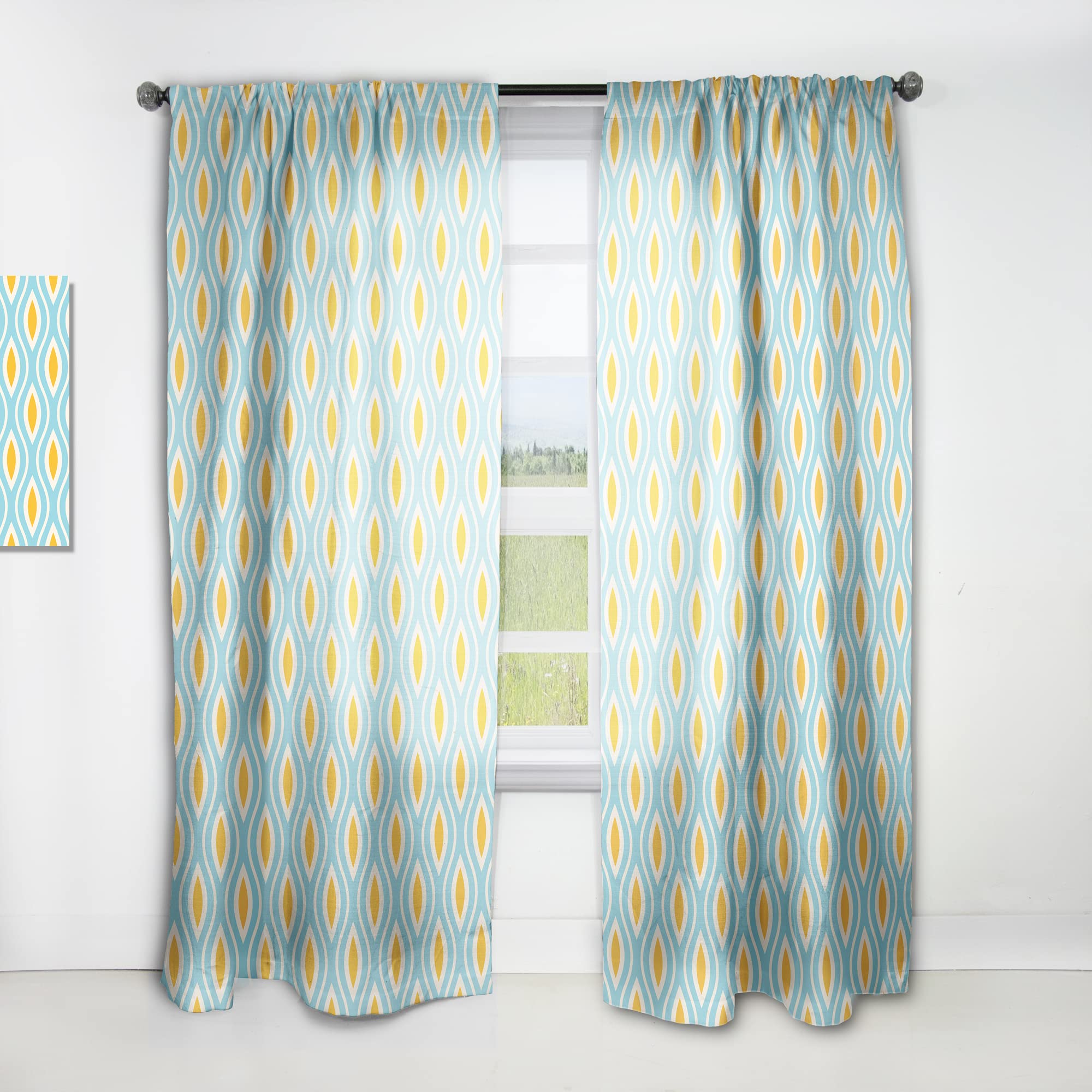 DesignQ Retro Abstract Pattern Thermal Insulated Curtains - Single Panel 52x120 Inches - Blackout Drapes for Bedroom & Living Room - Perfect for Home Decor, Privacy & Temperature Control