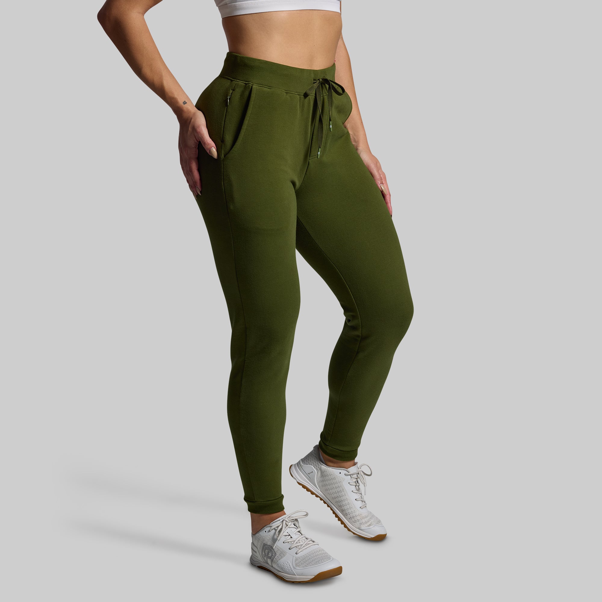 Women's Unmatched Jogger Pants 2.0 - Military Green Athletic Lounge Pants for Running, Yoga & Casual Wear