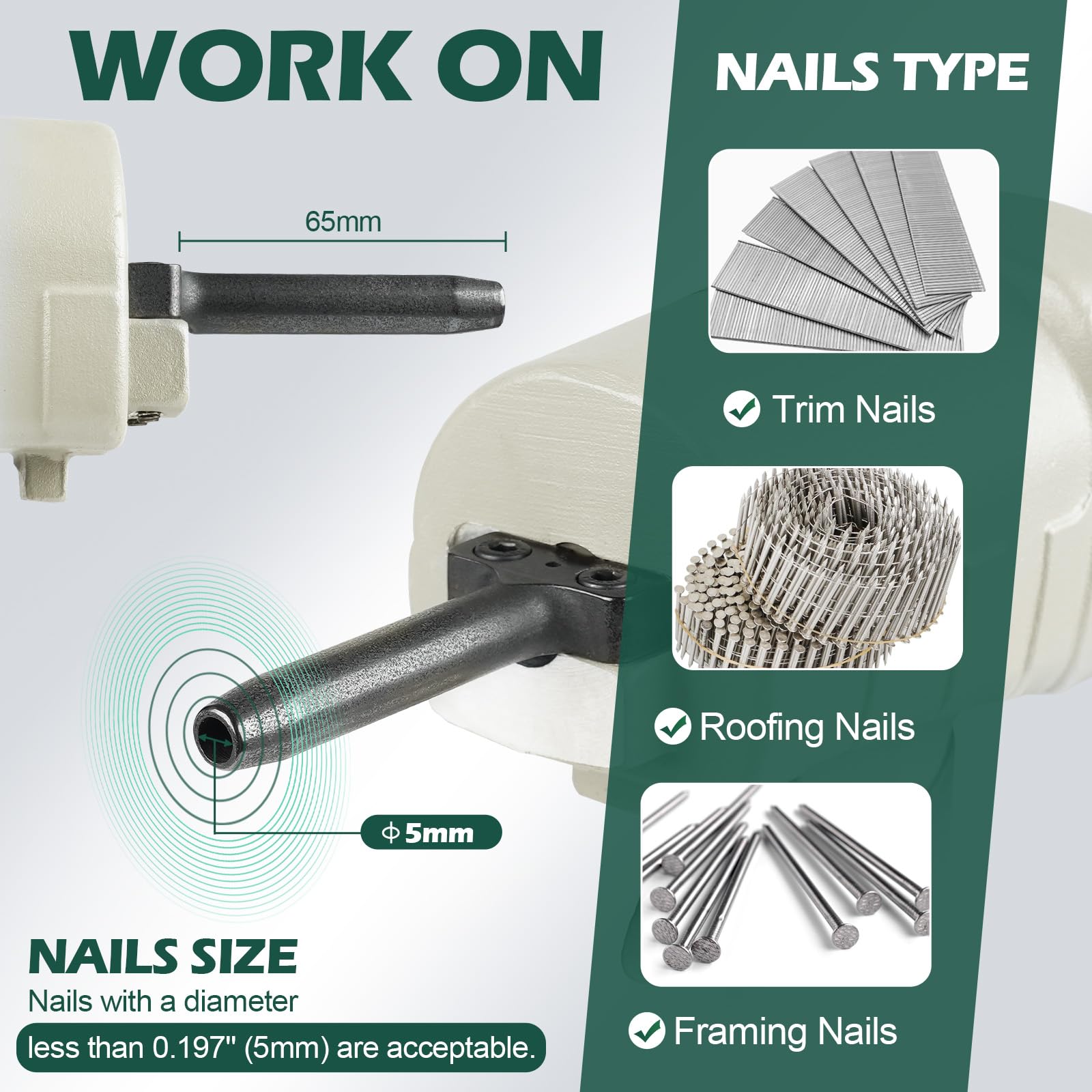 WTB60 Heavy Duty Pneumatic Nail Puller Gun - Air Powered Nail Remover Tool for 0.197