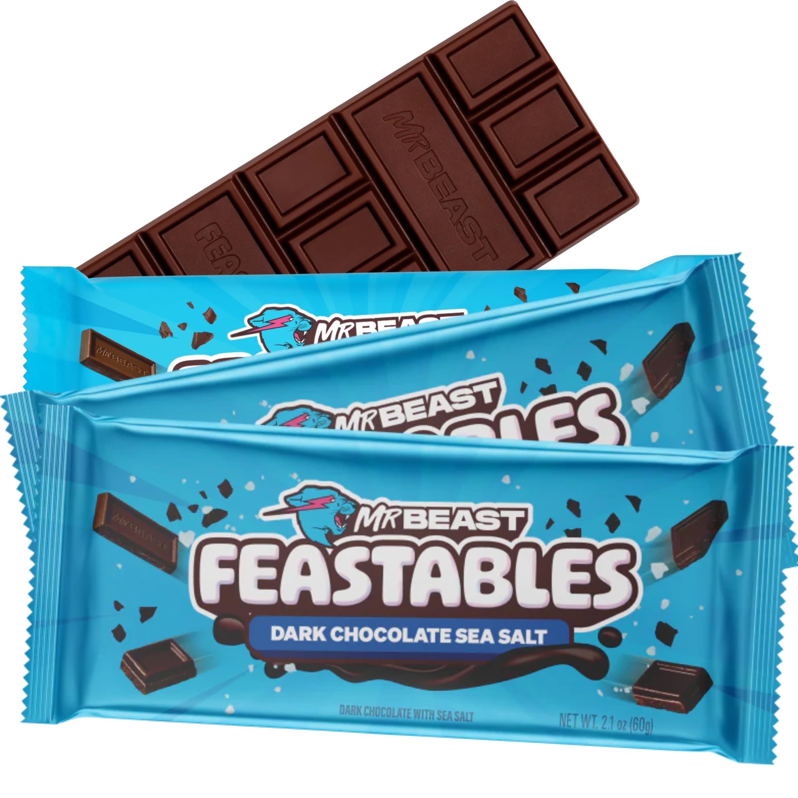 Mr Beast Chocolate Bars Variety Pack - Peanut Butter, Milk Chocolate, Dark Chocolate, Dark Chocolate Sea Salt & Almond (6 Pack) | Premium Full-Size Chocolate Bars by Feastable | Perfect for Gifts, Snacking & Parties