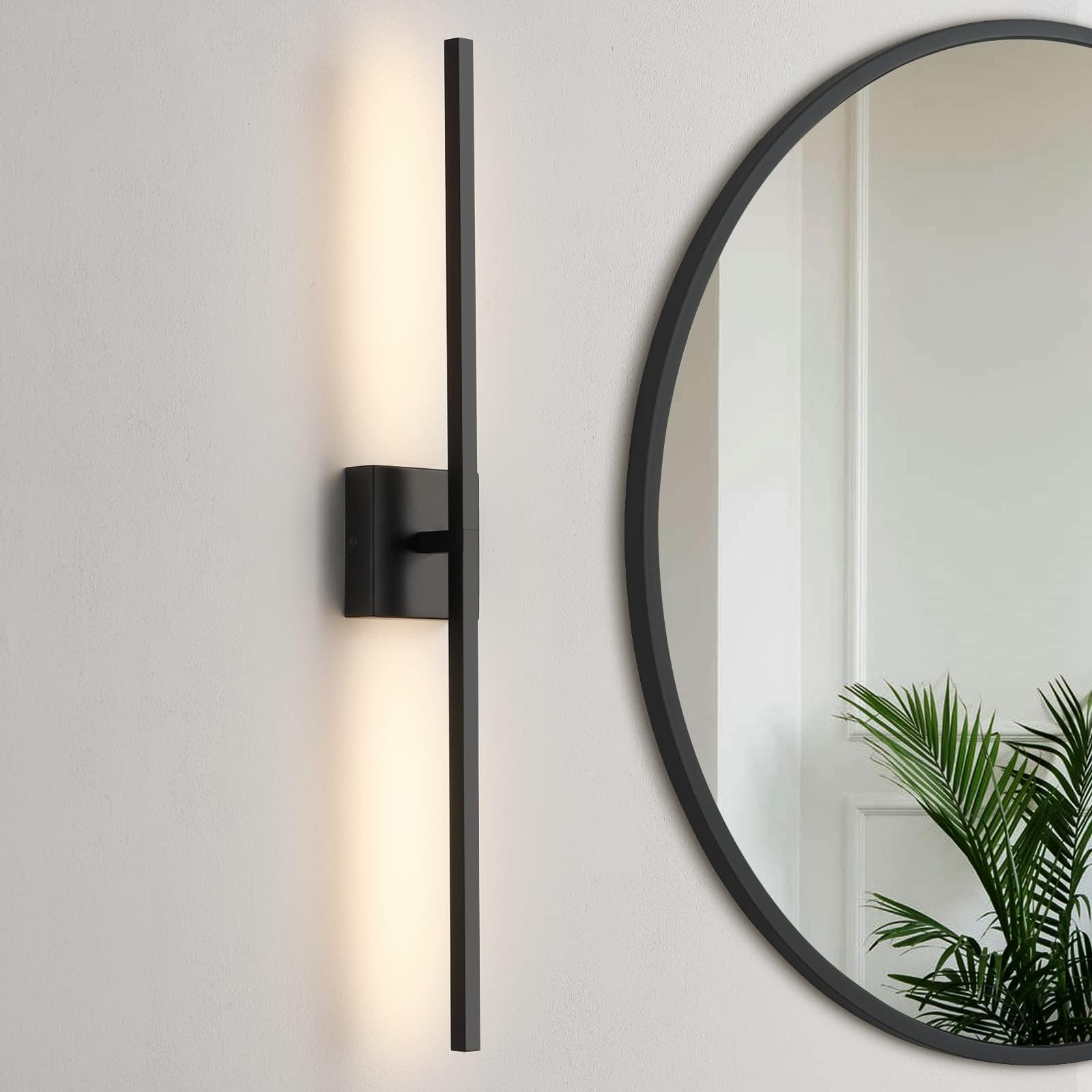 360° Rotatable Black Bathroom Vanity Lights - 30 Inch LED Dimmable Wall Sconce with 3500K Warm White Light for Mirror Lighting, Modern Bathroom Decor & Spa Ambience