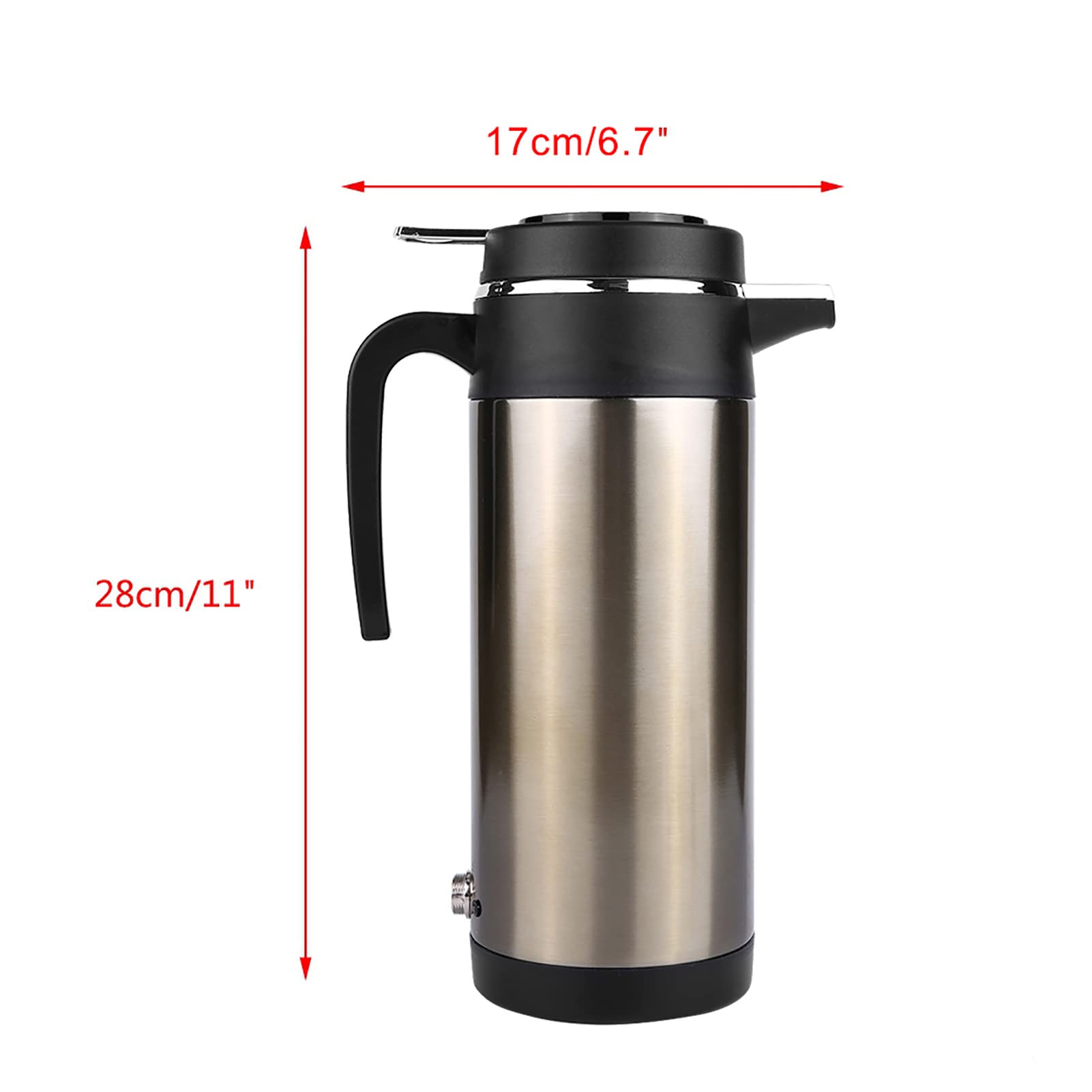 Acouto 12V Car Electric Kettle 1000ML Stainless Steel Portable Travel Kettle - Fast Heating Water Bottle for Coffee, Tea & Baby Formula - Perfect for Road Trips, Camping & Office Use