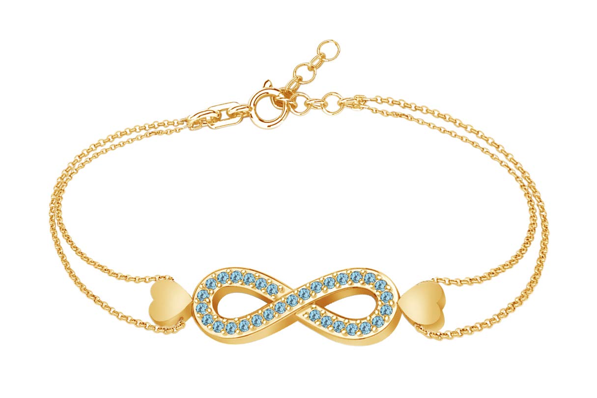 14K Yellow Gold Over Sterling Silver Simulated Gemstone Infinity Link Bracelet - Elegant Jewelry for Women, Perfect for Parties, Weddings & Everyday Wear