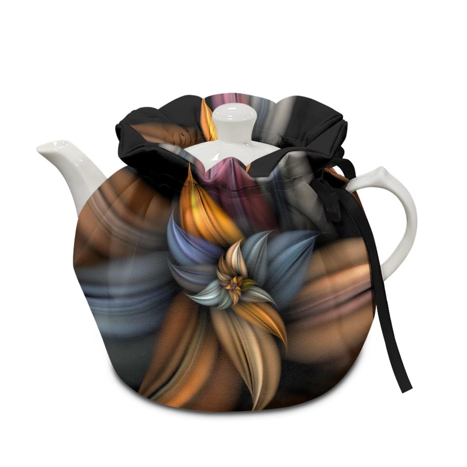 Art Brown Flower Tea Pot Dust Cover - Insulated Kettle Cover to Keep Breakfast Warm, Washable Home Kitchen Decoration - Perfect for Tea Parties, Cozy Breakfasts & Kitchen Decor