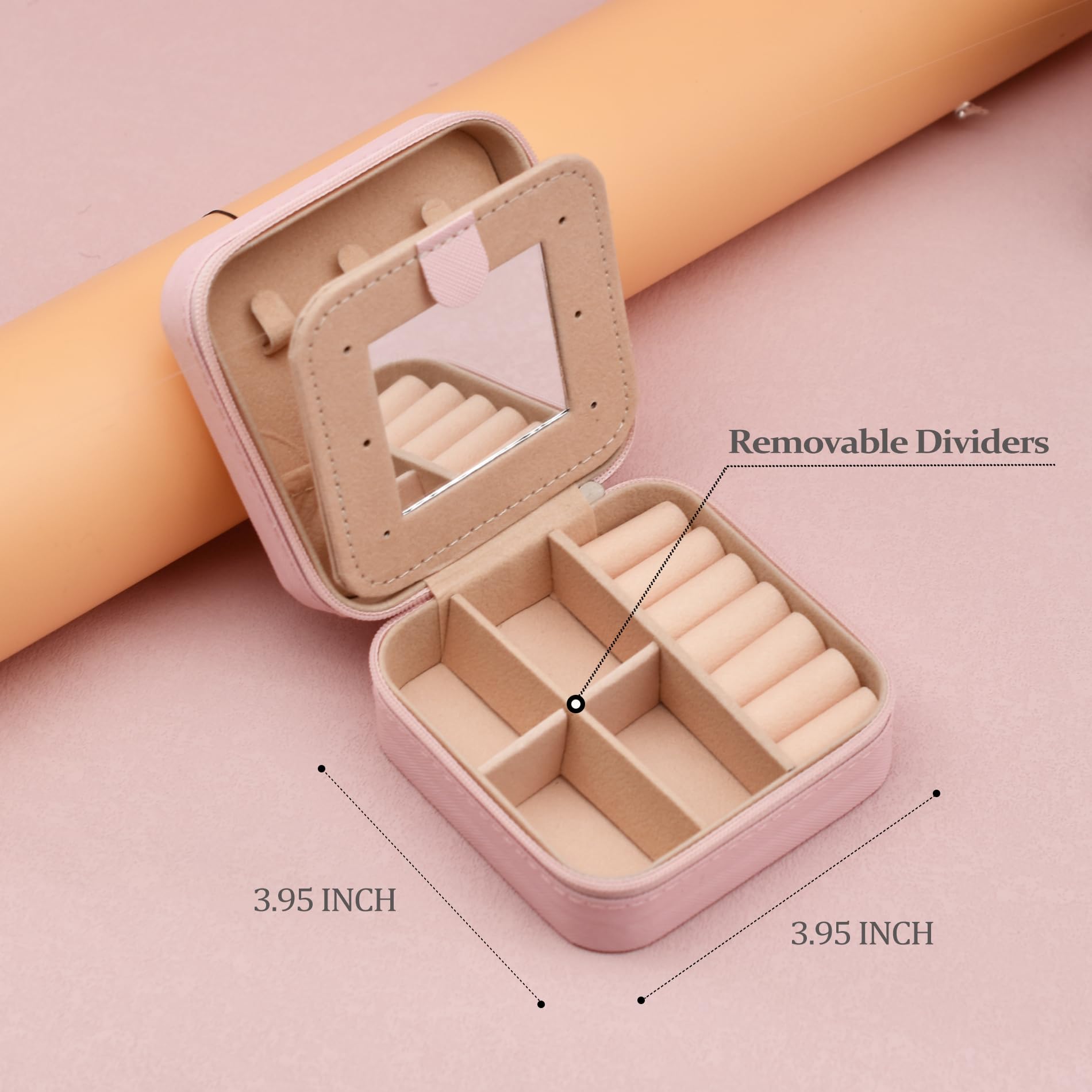 MODENGKONGJIAN Women's Travel Jewelry Organizer Box - Compact Pink Jewelry Case for Rings, Necklaces & Earrings | Personalized Initial Gift | Perfect for Vacation, Business Trips & Christmas Presents