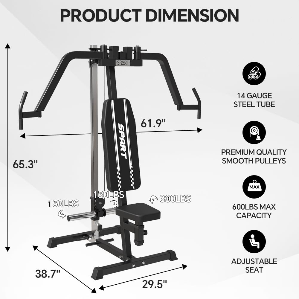 SPART Adjustable Plate Loaded PEC Fly & Reverse Delt Machine - Upper Body Strength Trainer with Band Pegs for Chest, Back, Shoulder Workouts | Home Gym Equipment for Full Upper Body Training