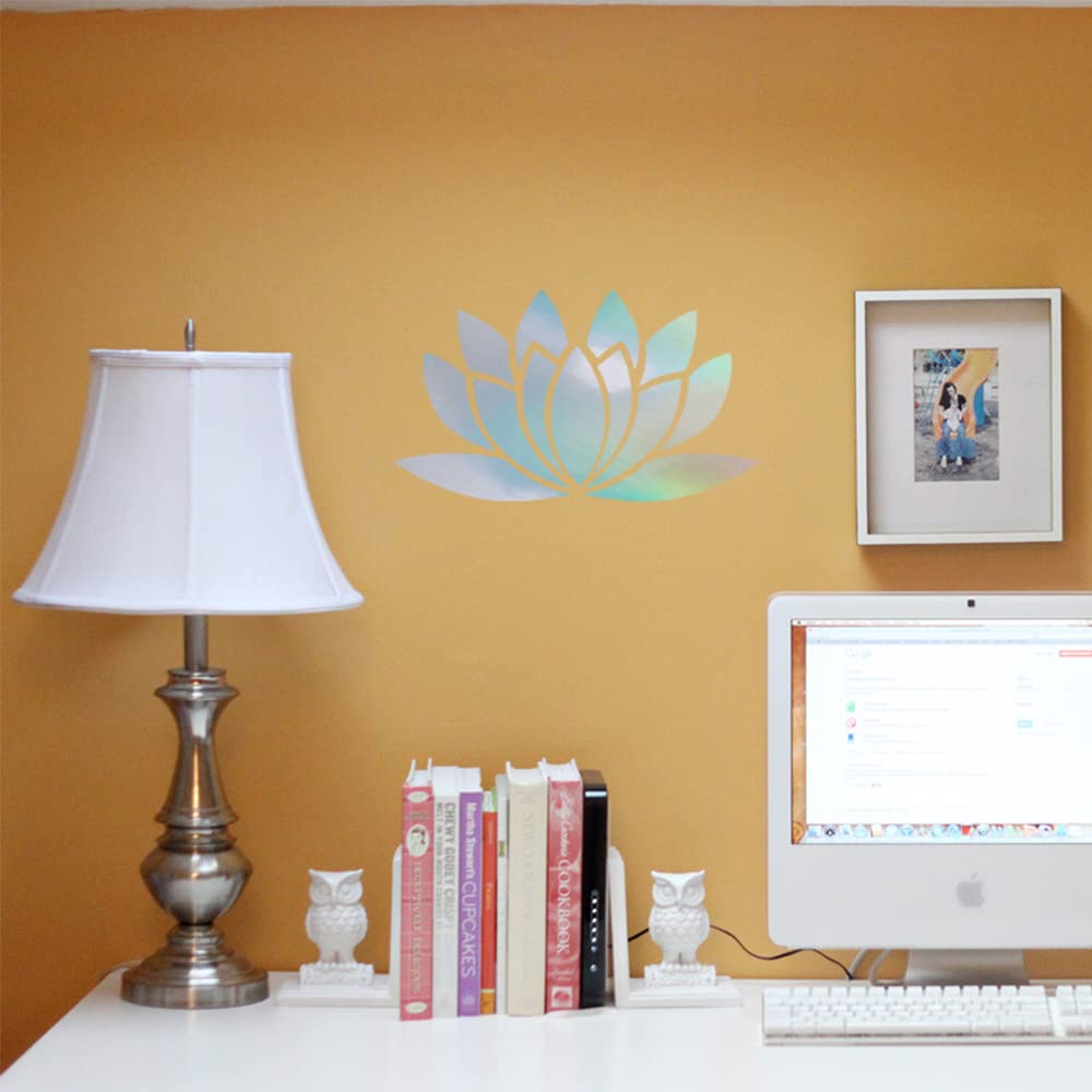 Premium Waterproof Vinyl Decal Stickers - Lotus Flower Holographic Design (Set of 2) for Laptop, Phone, Helmet, Car Window, Bumper, Mug, Cup, Door & Wall Decoration - Perfect for DIY Crafts, Home Decor, Office & Personal Accessories Customization