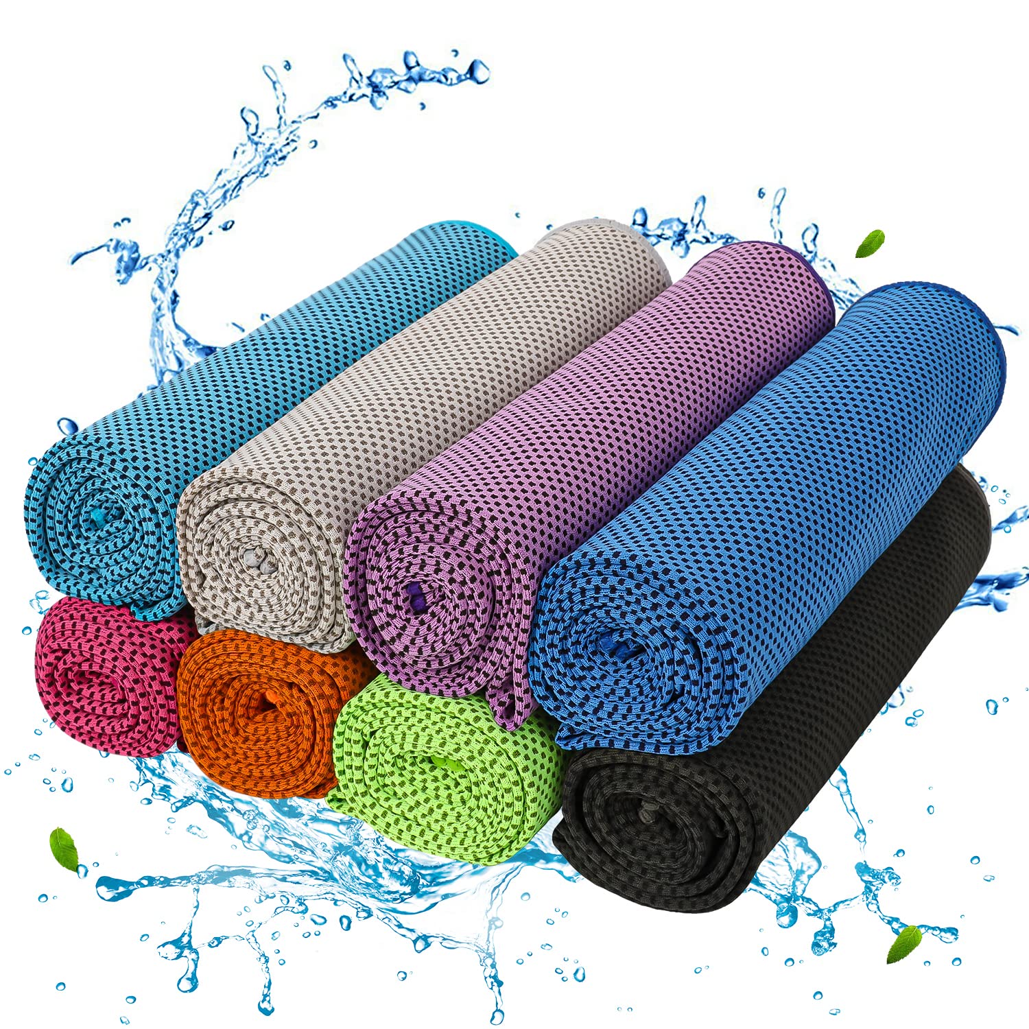 8 Pack Instant Cooling Towel for Neck - Microfiber Soft & Quick Dry Ice Cool Towel | Perfect for Yoga, Golf, Gym, Workouts & Sports | Stay Cool During Outdoor Activities, Hot Weather & Exercise