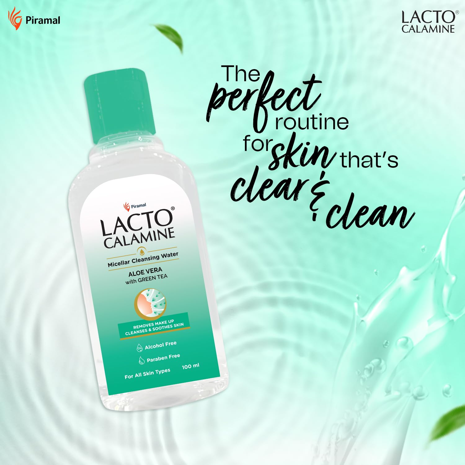 Lacto Calamine Micellar Water Makeup Remover - 2 Pack (100ml Each) | Aloe Vera, Green Tea & Niacinamide | Alcohol-Free Cleansing Water for Face | Removes Makeup, Excess Oil & Impurities | Perfect for Daily Skincare & Travel