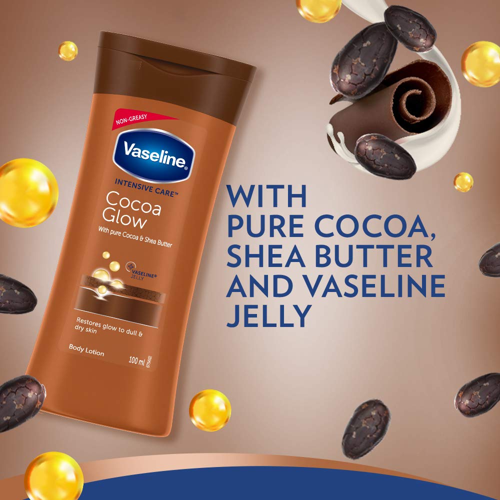 Vaseline Total Moisture Cocoa Glow Body Lotion 100ml - Deep Hydration & Nourishing for Dry Skin - Perfect for Daily Moisturizing & Winter Skin Care