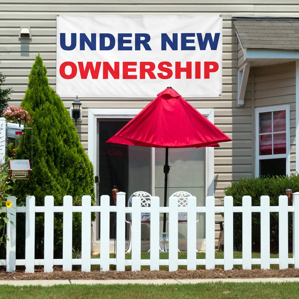 Durable 60x144 Inches Vinyl Banner - Weatherproof Outdoor Business Sign with 10 Grommets (Blue/Red) - Perfect for Yard Sales, Construction Sites & Industrial Use