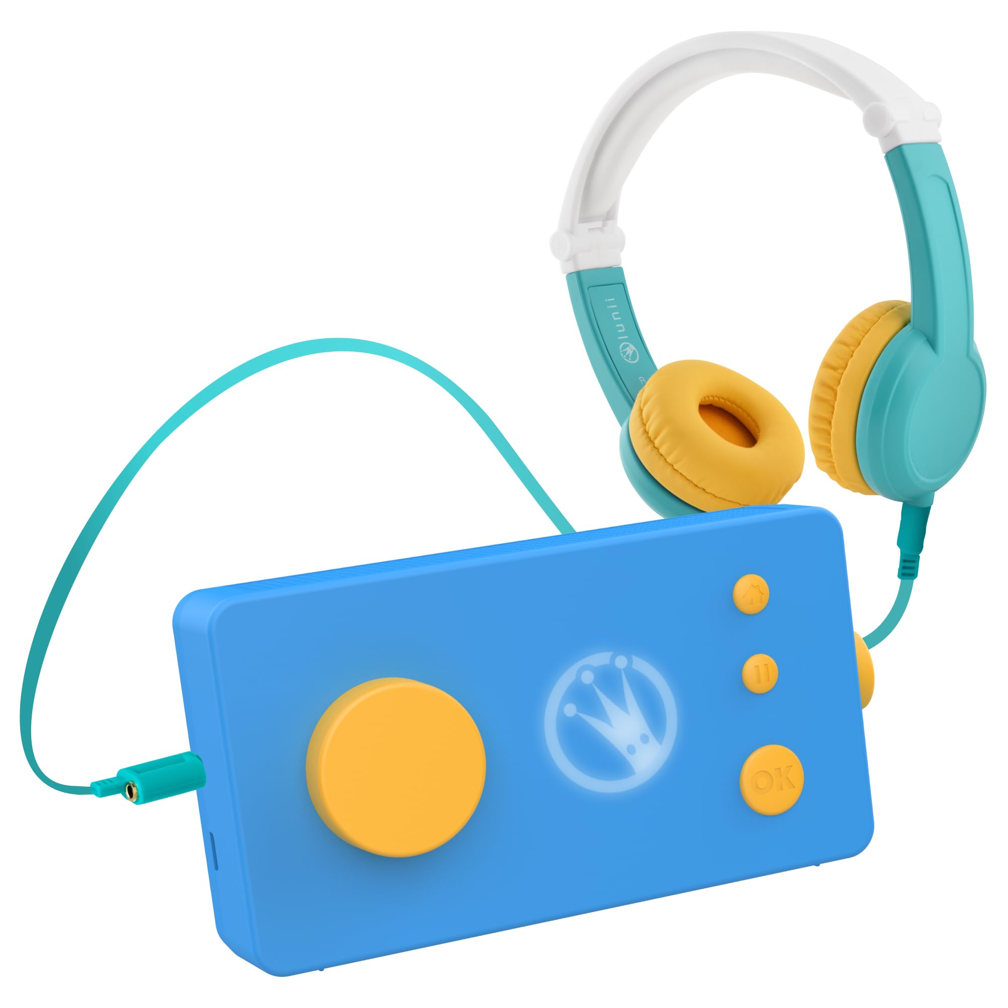 Lunii My Fabulous Storyteller Blue Travel Pack - Interactive Audio Storyteller for Kids with 24 Stories & Headphones - New Model 3760361142210 - Perfect for Road Trips, Bedtime & Learning English