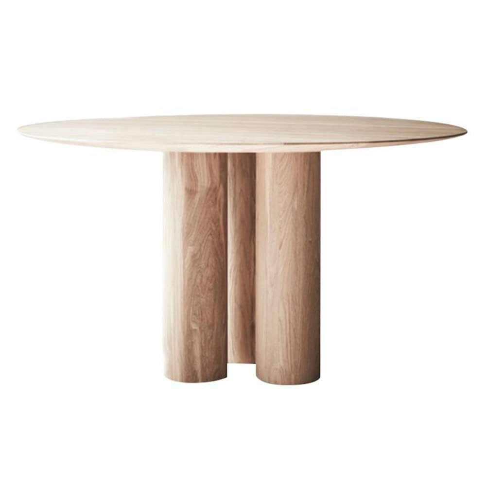 Modern Round Solid Wood Dining Table 59 Inch - Light Wood Circular Pedestal Table with 3 Legs for Kitchen, Dining Room & Living Room | Perfect for Family Meals, Coffee Breaks and Entertaining Guests