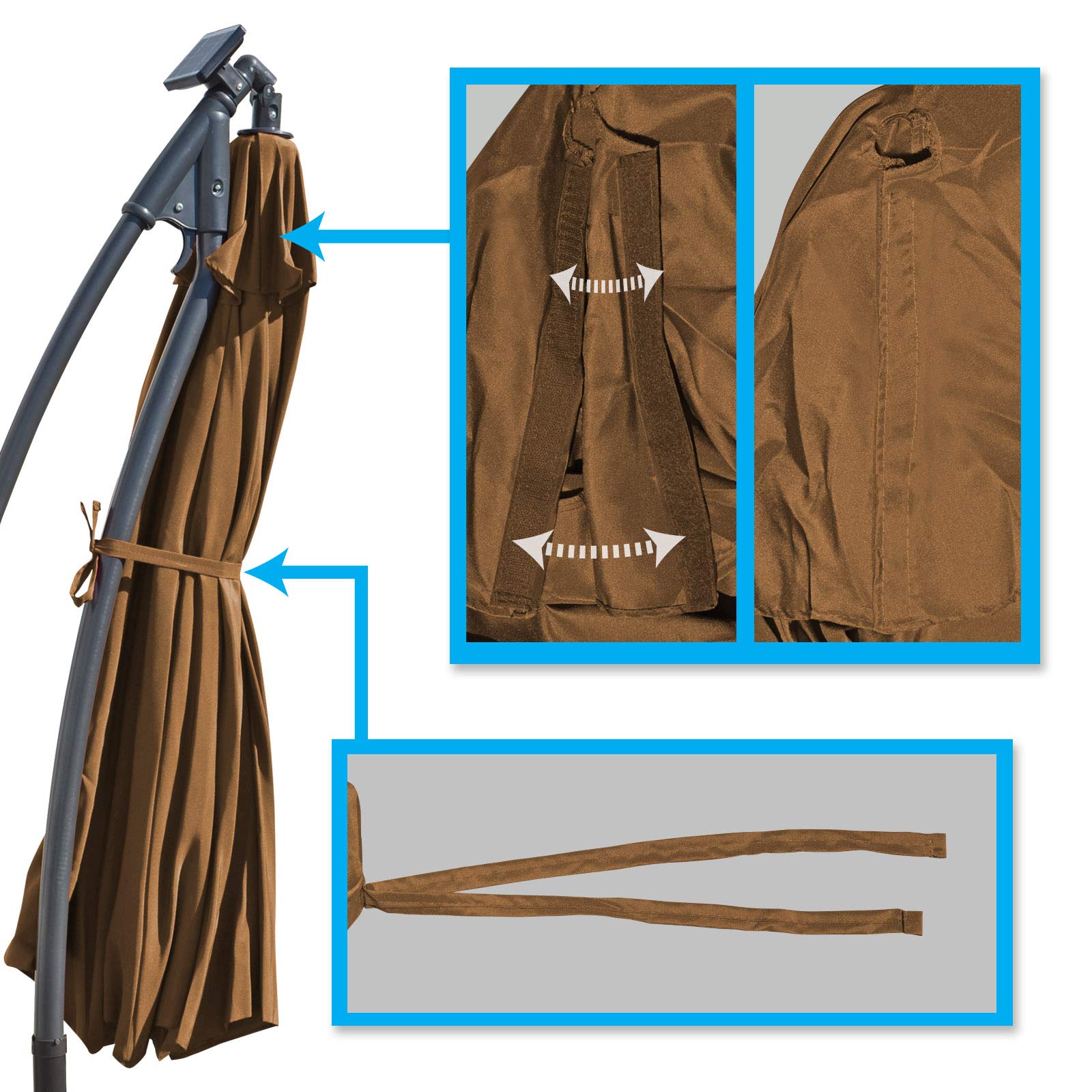 BenefitUSA 9ft 8-Rib Umbrella Canopy Replacement Cover - Durable Outdoor Patio Umbrella Top in Brown | Perfect for Backyard, Poolside & Garden Shade