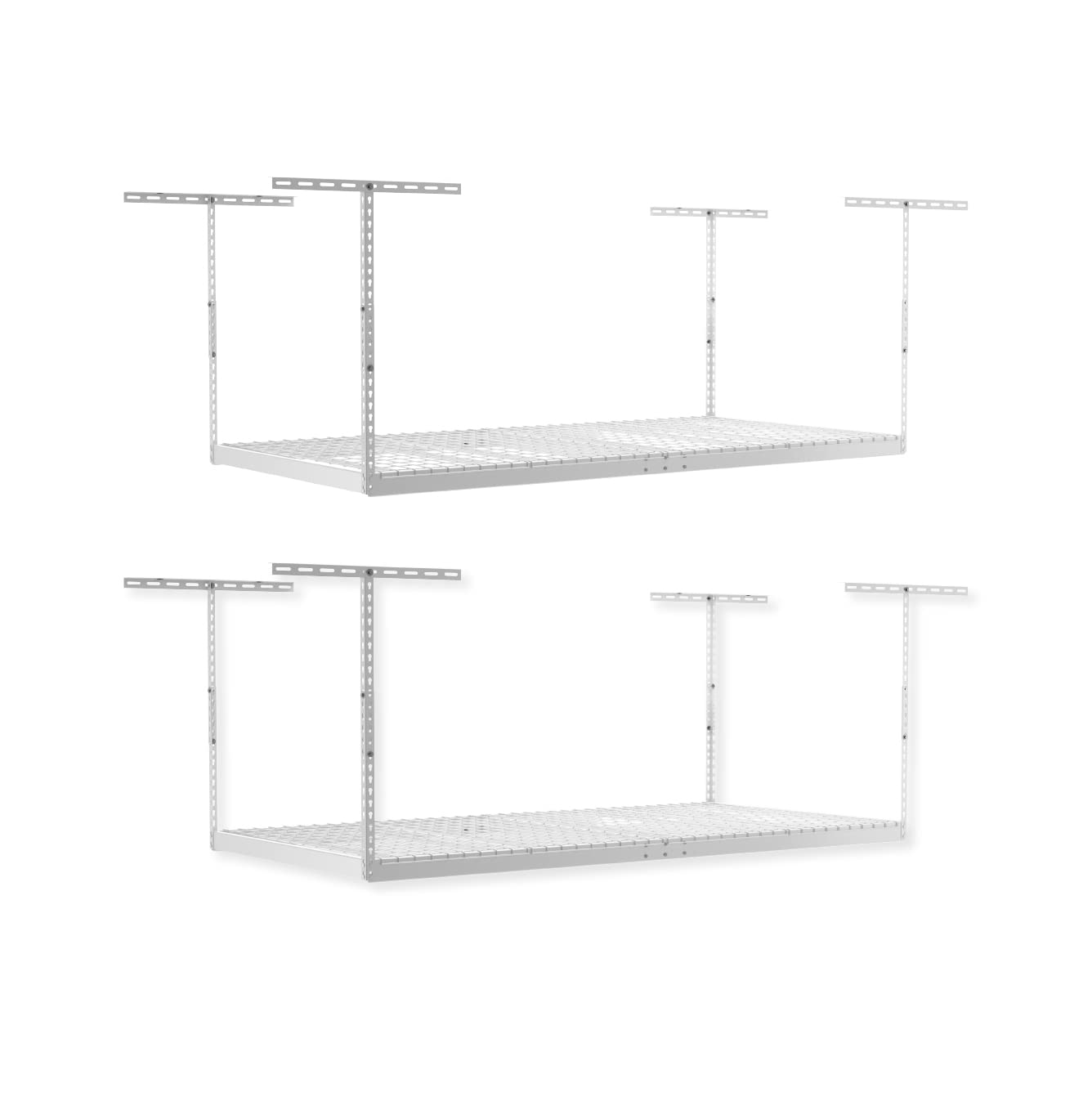 2-Pack 4x8ft Heavy Duty Overhead Garage Storage Racks - Adjustable Ceiling Shelves for Garage Organization (White) - 24