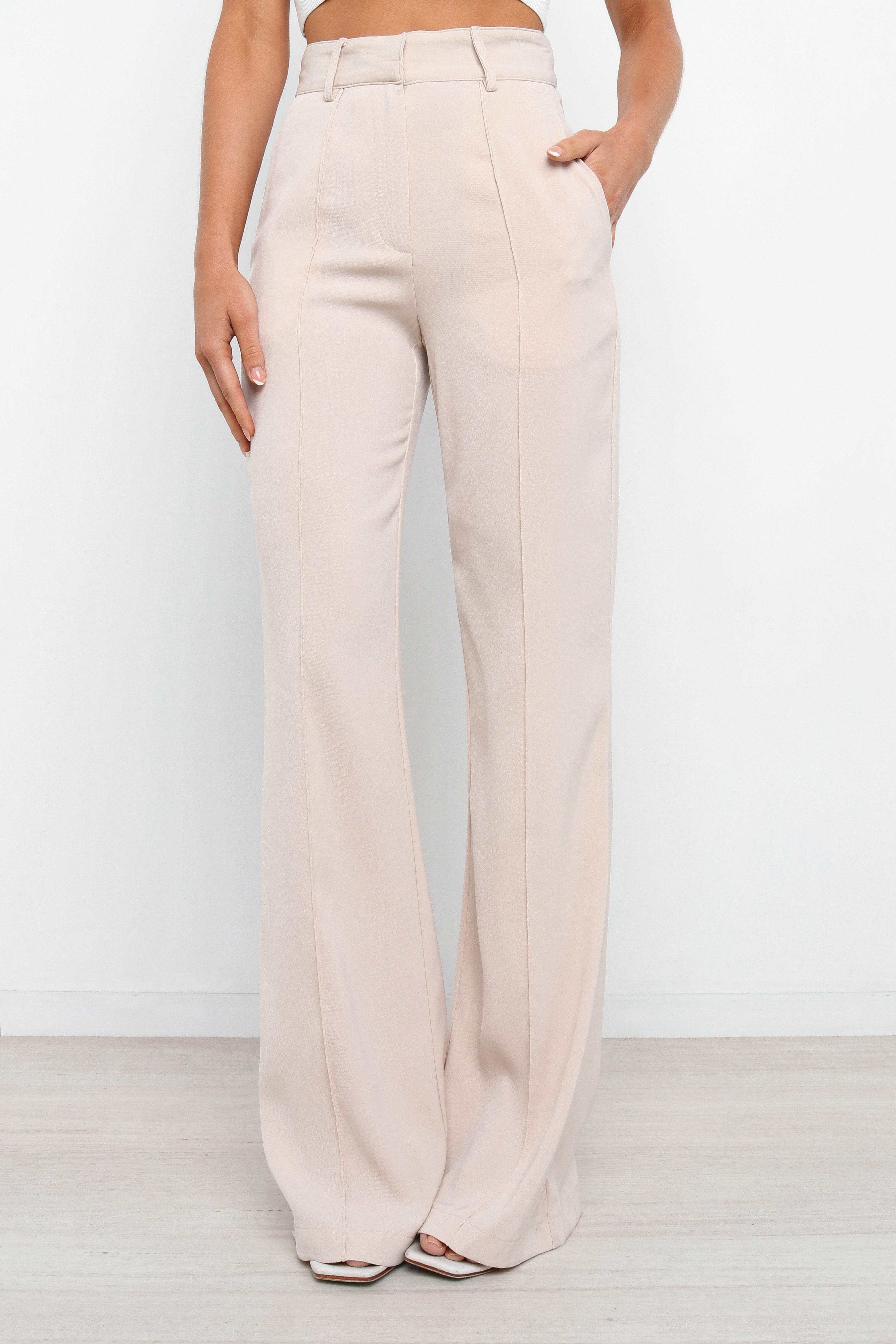 Burland Women's Casual Pants in Beige - Comfortable Stretch Trousers for Work, Travel & Everyday Wear