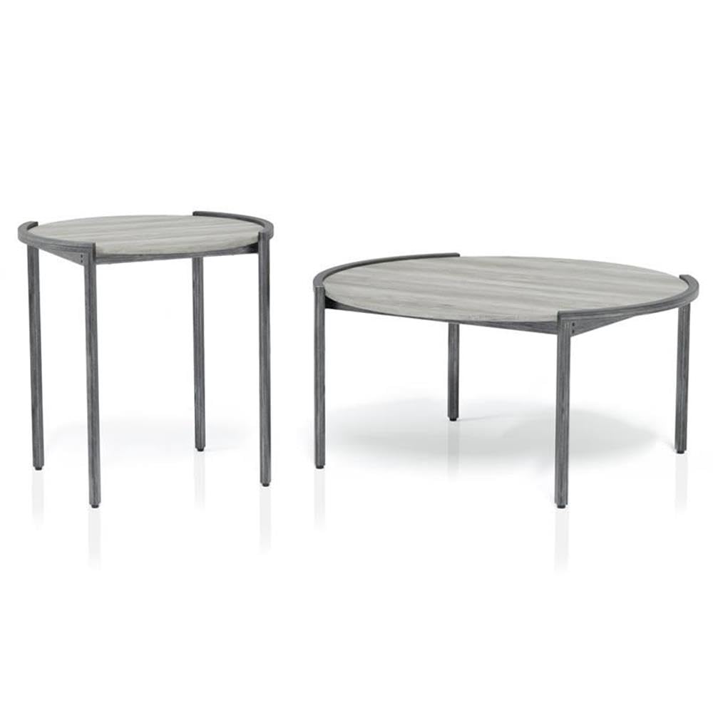 Mordicai Metal Coffee Table Set - Light Gray for Living Room Decor