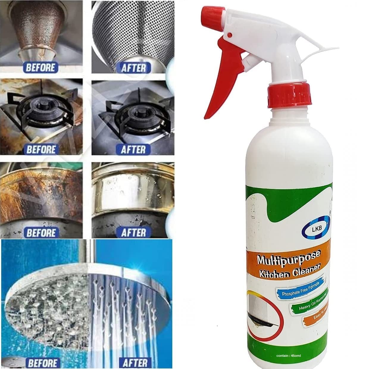VazzLox Heavy Duty Kitchen Degreaser Spray - Non-Toxic & Non-Flammable Oil & Grease Remover for Stove, Chimney, Grill & Exhaust Fan - 450ml Magic Cleaner for Tough Kitchen Stains - Perfect for Deep Cleaning Gas Stoves & Outdoor Grills