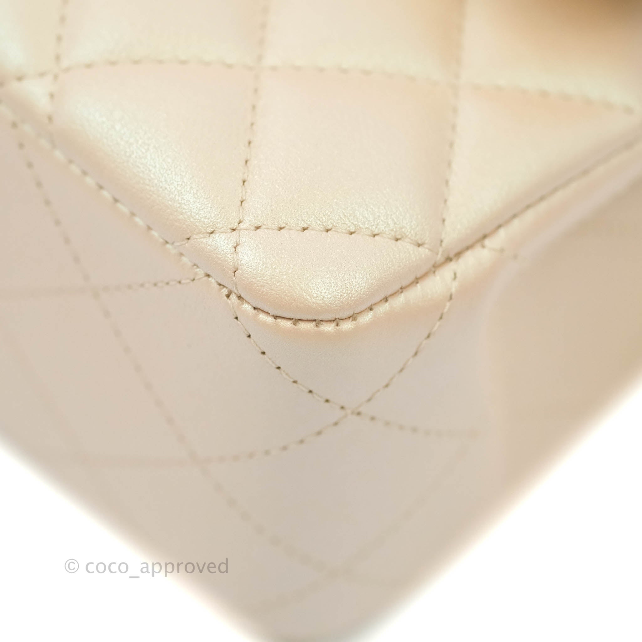 Chanel Classic M/L Medium Double Flap Bag in Iridescent Beige Calfskin with Gold Hardware 21S Collection - Perfect for Work, Evening Events & Luxury Fashion Accessories