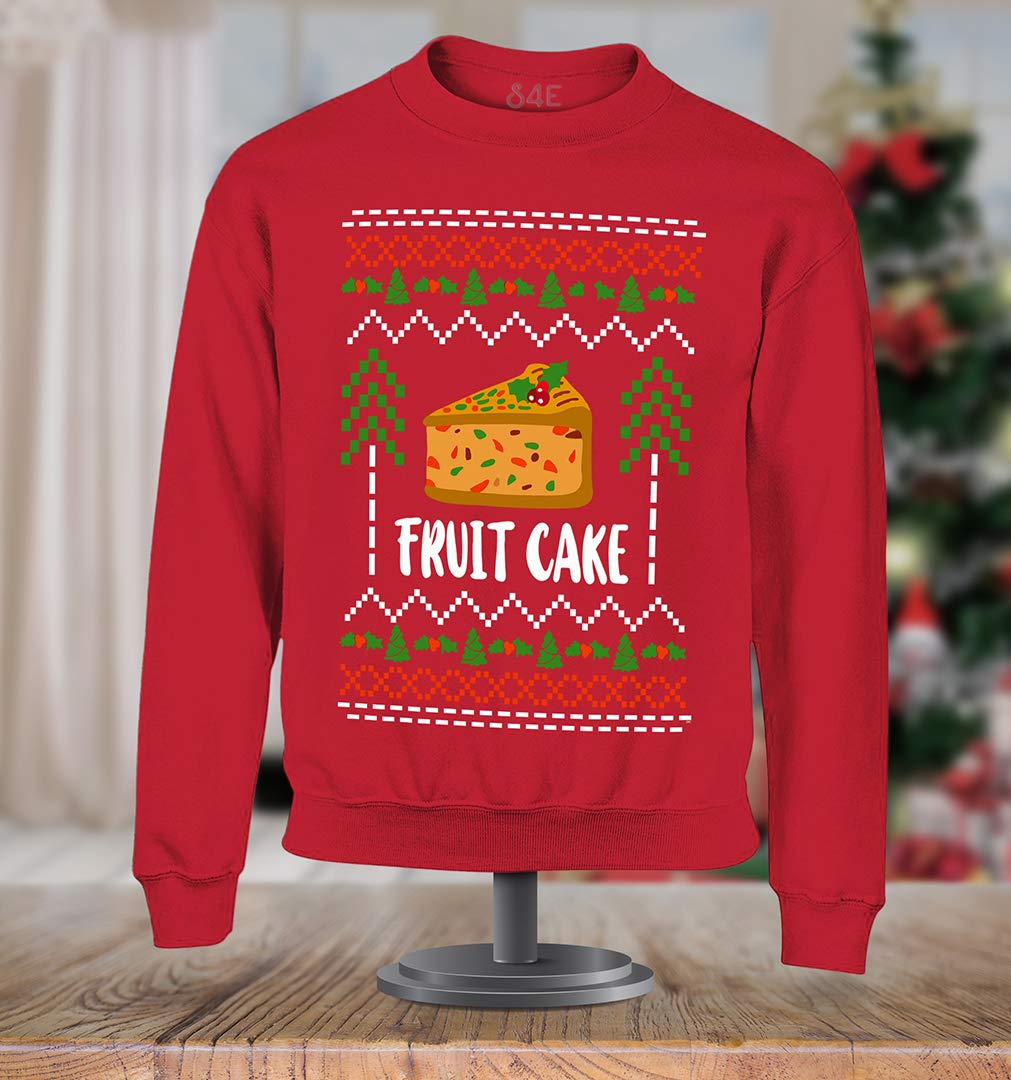 Ugly Christmas Sweater S4E Fruit Cake Design - Festive Holiday Crewneck Sweatshirt for Christmas Parties & Family Gatherings