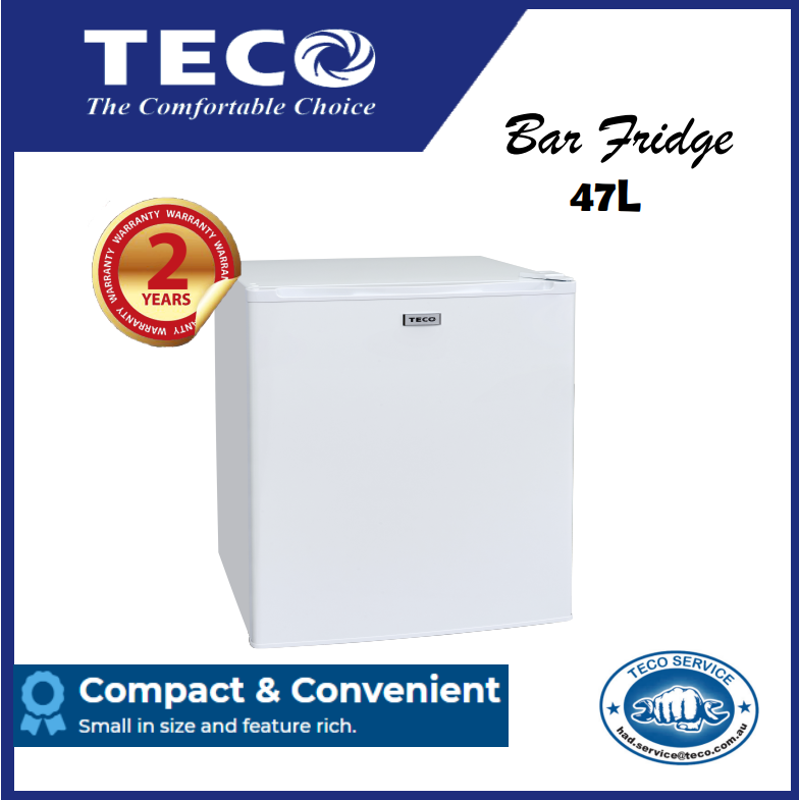 Teco 47L Mini Bar Fridge - Compact Refrigerator for Home, Office, Dorm - Energy Efficient & Quiet Cooling - Perfect for Beverages, Snacks, Cosmetics (White, TBF47WMB)