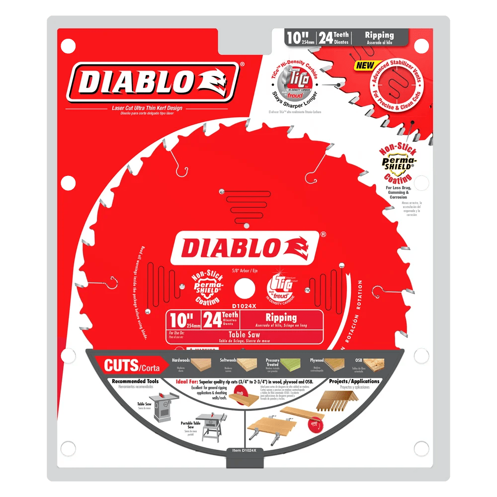 10-Inch 24-Tooth Ripping Saw Blades (10-Pack) - Premium Carbide-Tipped for Woodworking, DIY Projects & Construction - Perfect for Table Saws, Circular Saws & Miter Saws