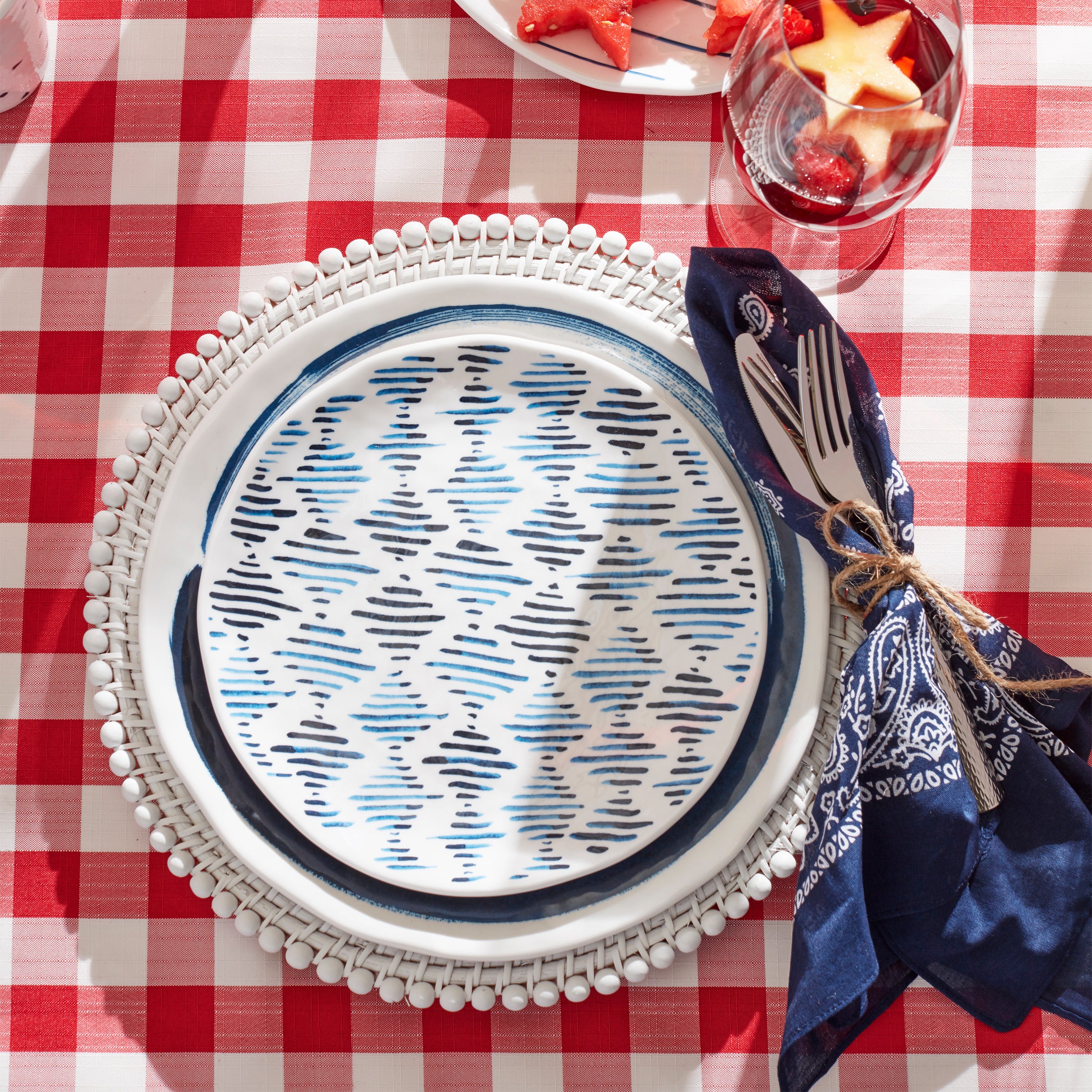 Blue Bay Melamine Dinner Plates Set of 4 - Shatterproof & Lightweight Plates for Outdoor Dining, Picnics, Camping & Everyday Use