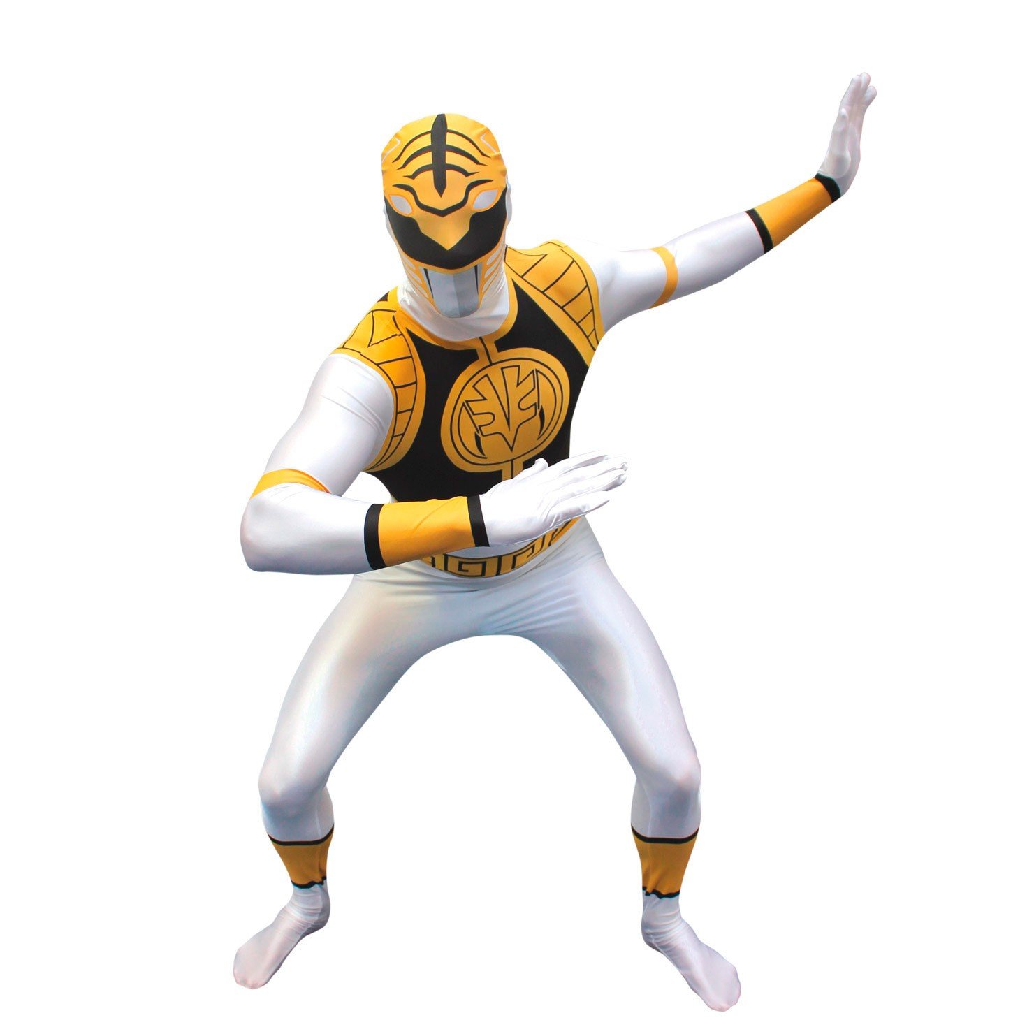 White Power Ranger Costume for Adults - Morphsuits Official Licensed Men's Halloween Cosplay Suit | Perfect for Halloween, Comic Con, and Themed Parties