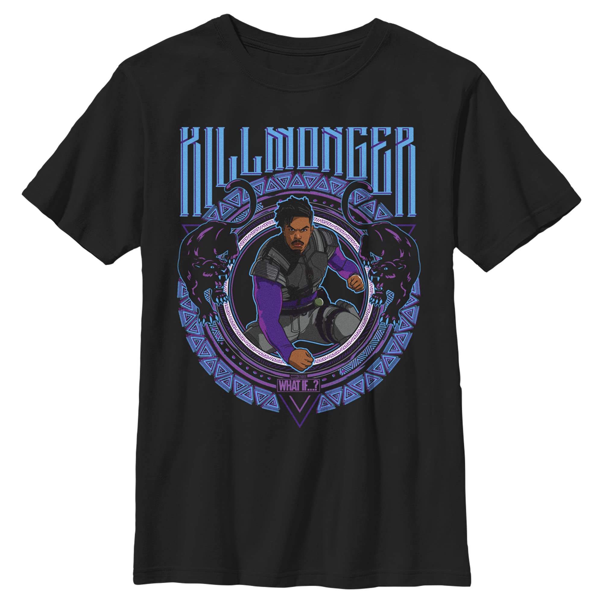 Marvel What If...? Killmonger Graphic T-Shirt for Boys | Superhero Tee for Kids | Perfect for Cosplay, Halloween & Everyday Wear