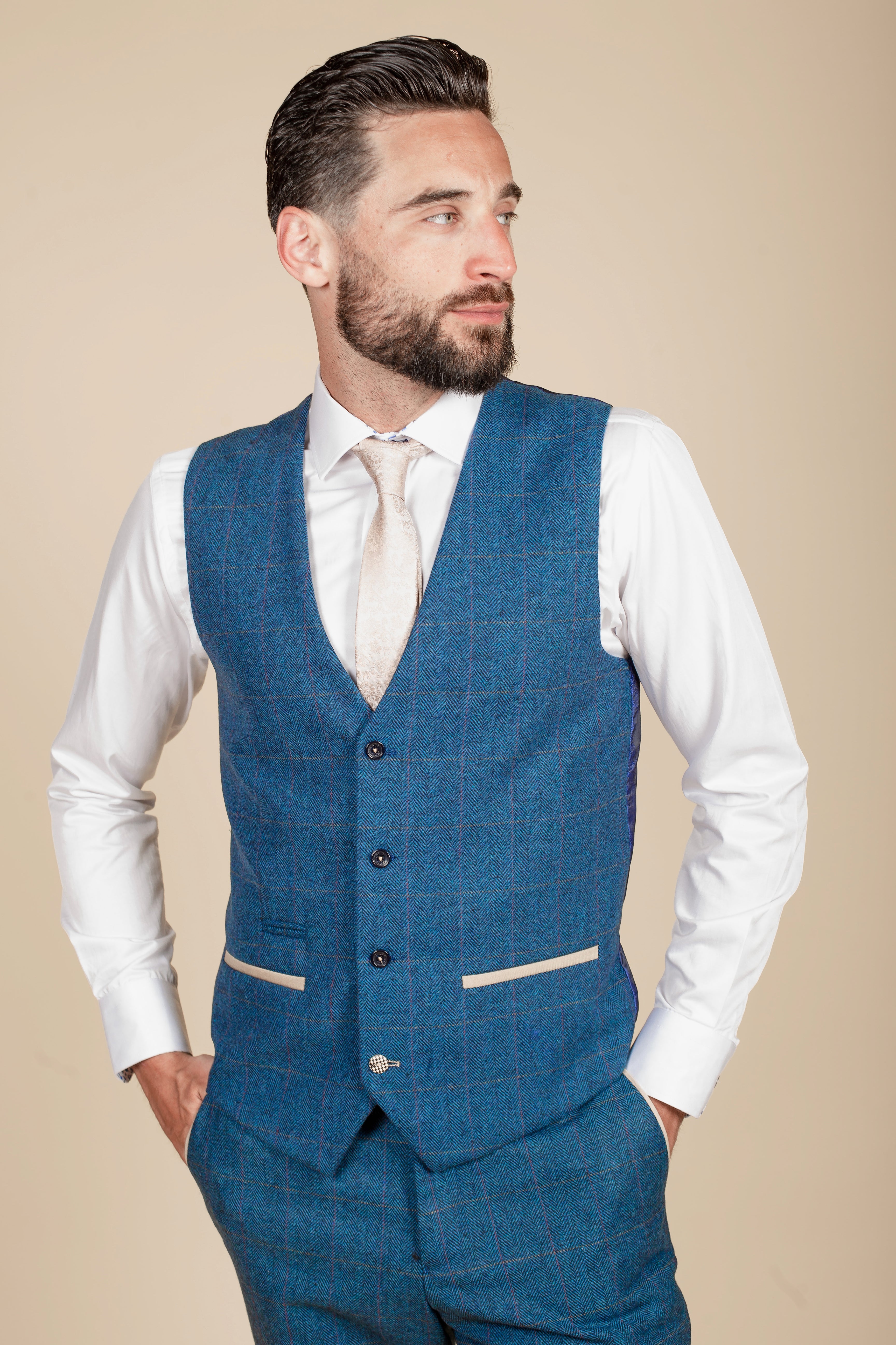 Everton FC Official DION Blue Tweed Suit with Kelvin Waistcoat - Premium Football Team Suit for Match Days & Formal Events