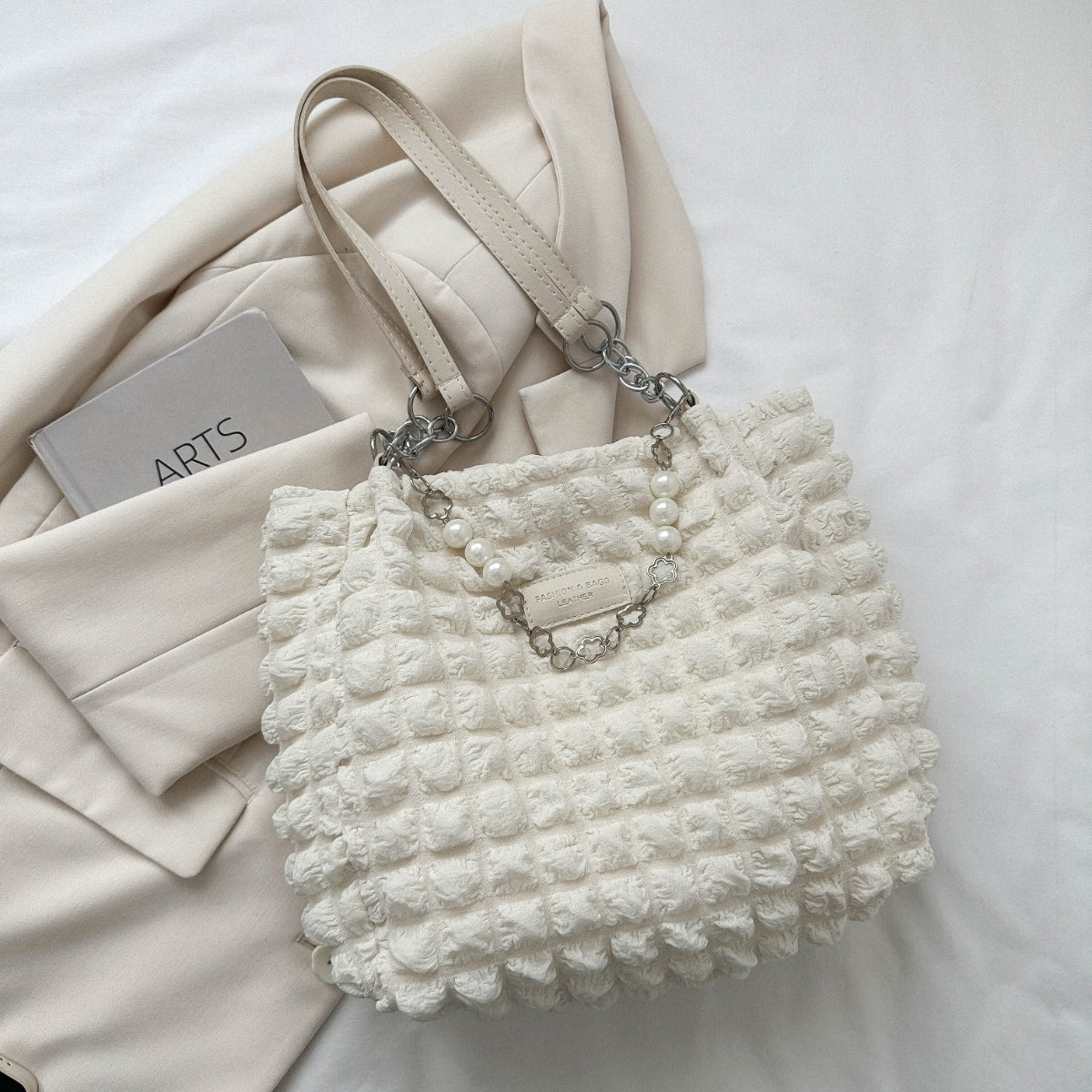 Stylish Bubble Textured Tote Bag for Women - Trendy Reusable Grocery Shopping & Beach Tote - Perfect for Work, Travel, and Daily Use
