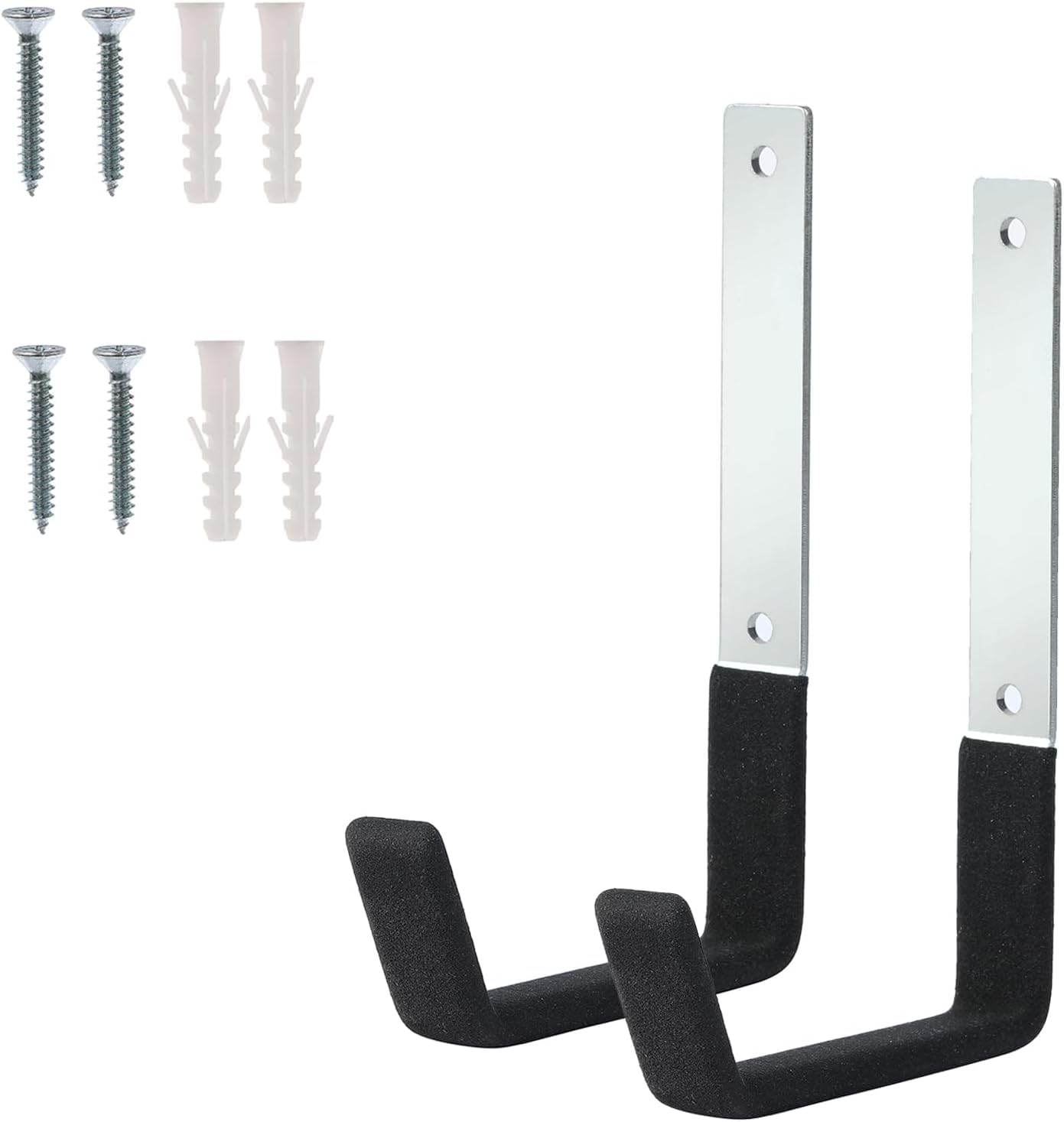 Heavy Duty Steel Garage Ladder Hooks - 2 Pack Wall Mount Utility Hooks for Garage Storage Organization, Perfect for Ladders, Bikes, Kayaks, Chairs & Garden Tools (Medium Size) - Ideal for Home, Garage & Outdoor Storage Solutions