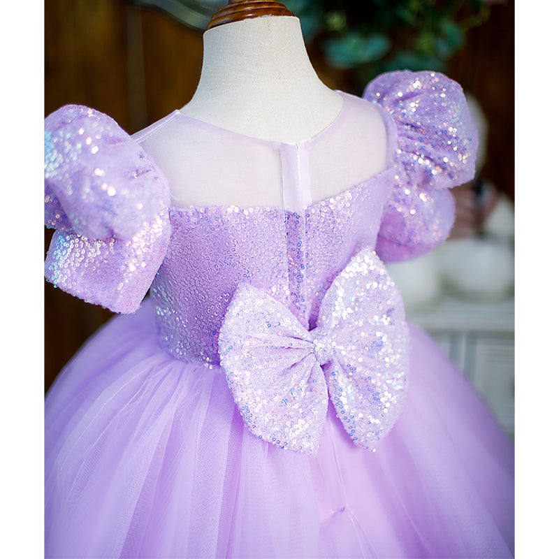 Lilac A-Line Flower Girl Dress with Sequin & Tulle - Perfect for Weddings, Pageants, and Special Occasions