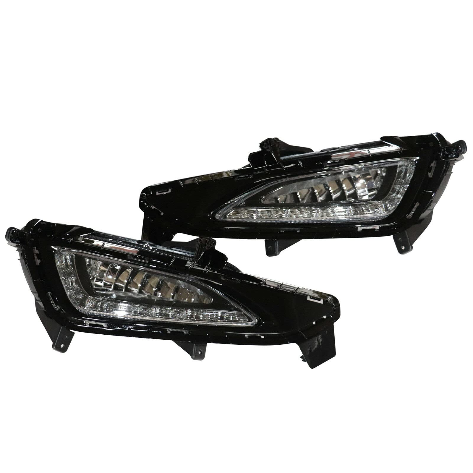 OUKANING 2Pcs LED Daytime Running Lights with Frame for Hyundai Tucson 2015-2017 - DRL Fog Light Driving Lamp, Front Bumper Replacement (USA Stock) - Enhance Visibility & Style for Day & Night Driving