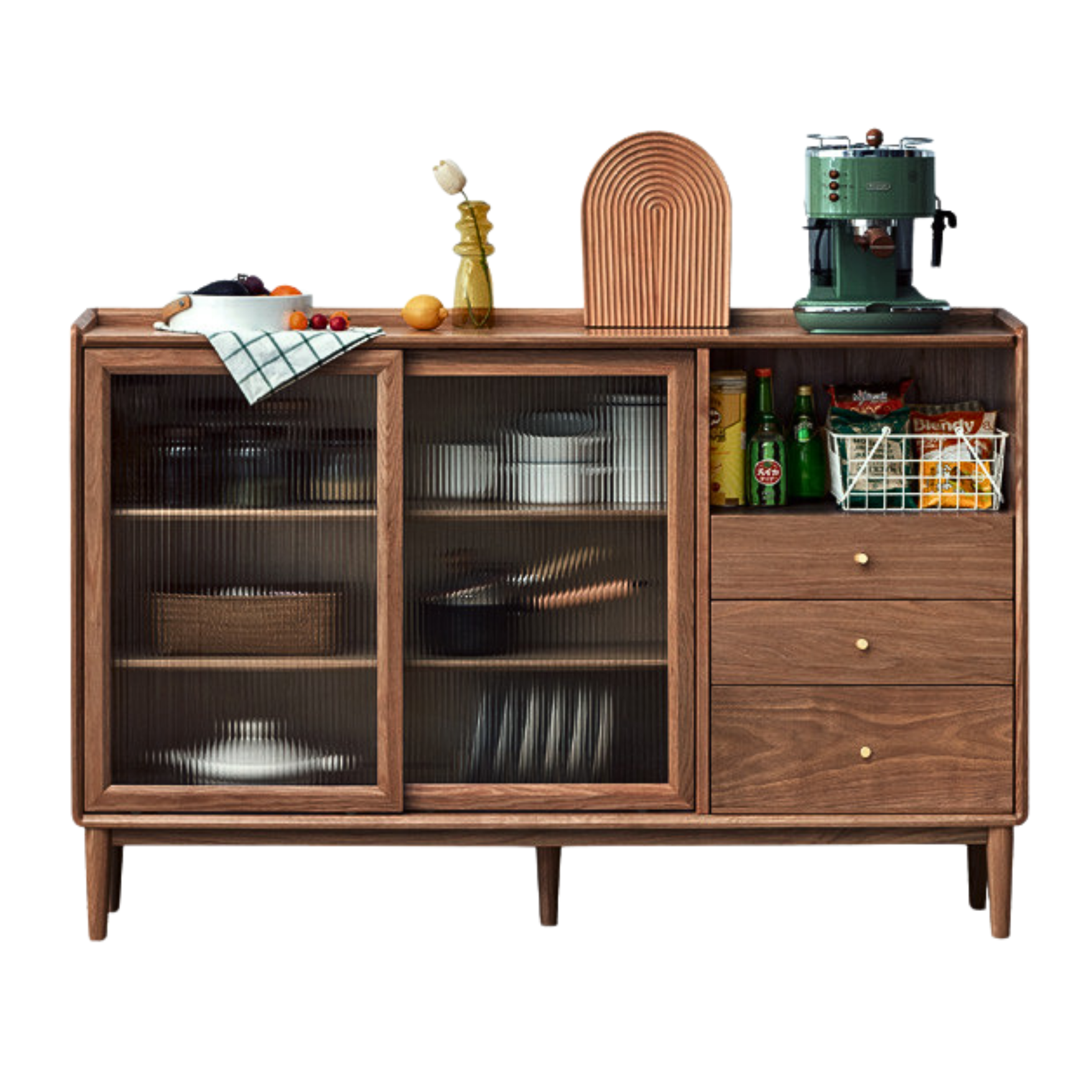 Premium Solid Wood Sideboard with Sliding Doors - Oak, Ash, Black Walnut & Cherry Options - Perfect for Dining Room Storage & Living Room Organization