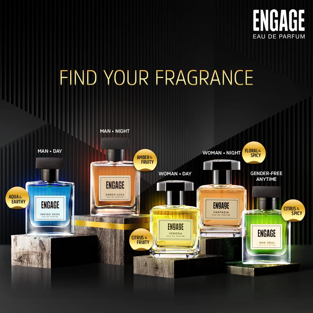 Engage Amber Hues Cologne for Men - Long Lasting Amber & Warm Woody Fragrance - 100ml Eau de Parfum with Free 3ml Tester - Perfect for Date Nights, Special Occasions & Gifts for Him