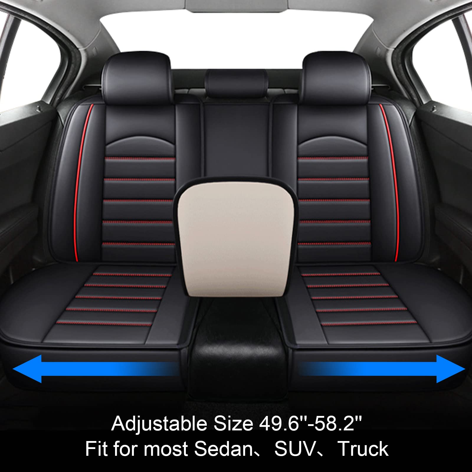 Premium Full Coverage Car Seat Covers for Sedan, SUV & Truck - Universal Fit for Honda Civic, Insight & More (Black/Red) - Includes 4 Comfort Pillows - Perfect for Road Trips, Daily Commute & Vehicle Protection